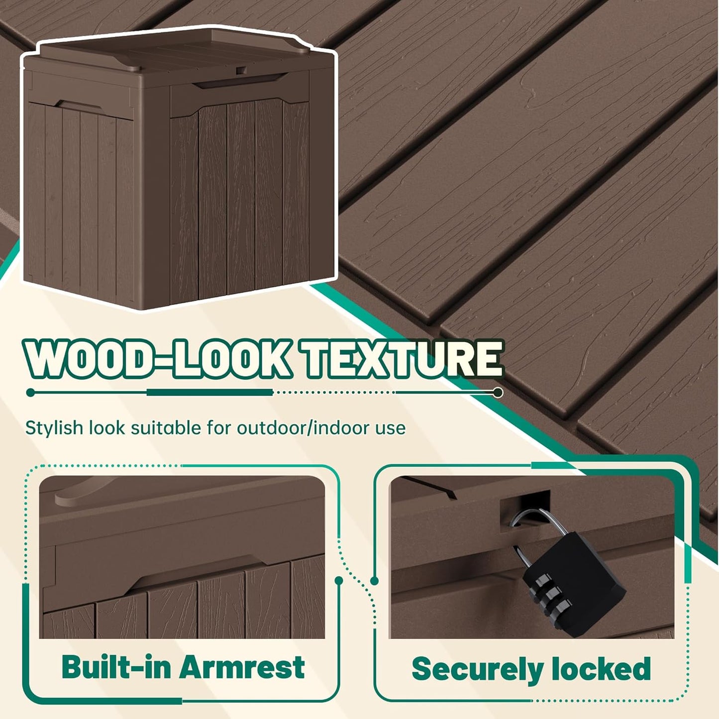 Devoko 30 Gallon Resin Deck Box 2 Pack Outdoor Indoor Waterproof Storage Box for Patio Furniture Pool Accessories Storage for Cushion Garden Tools (Brown, 2 Pack)