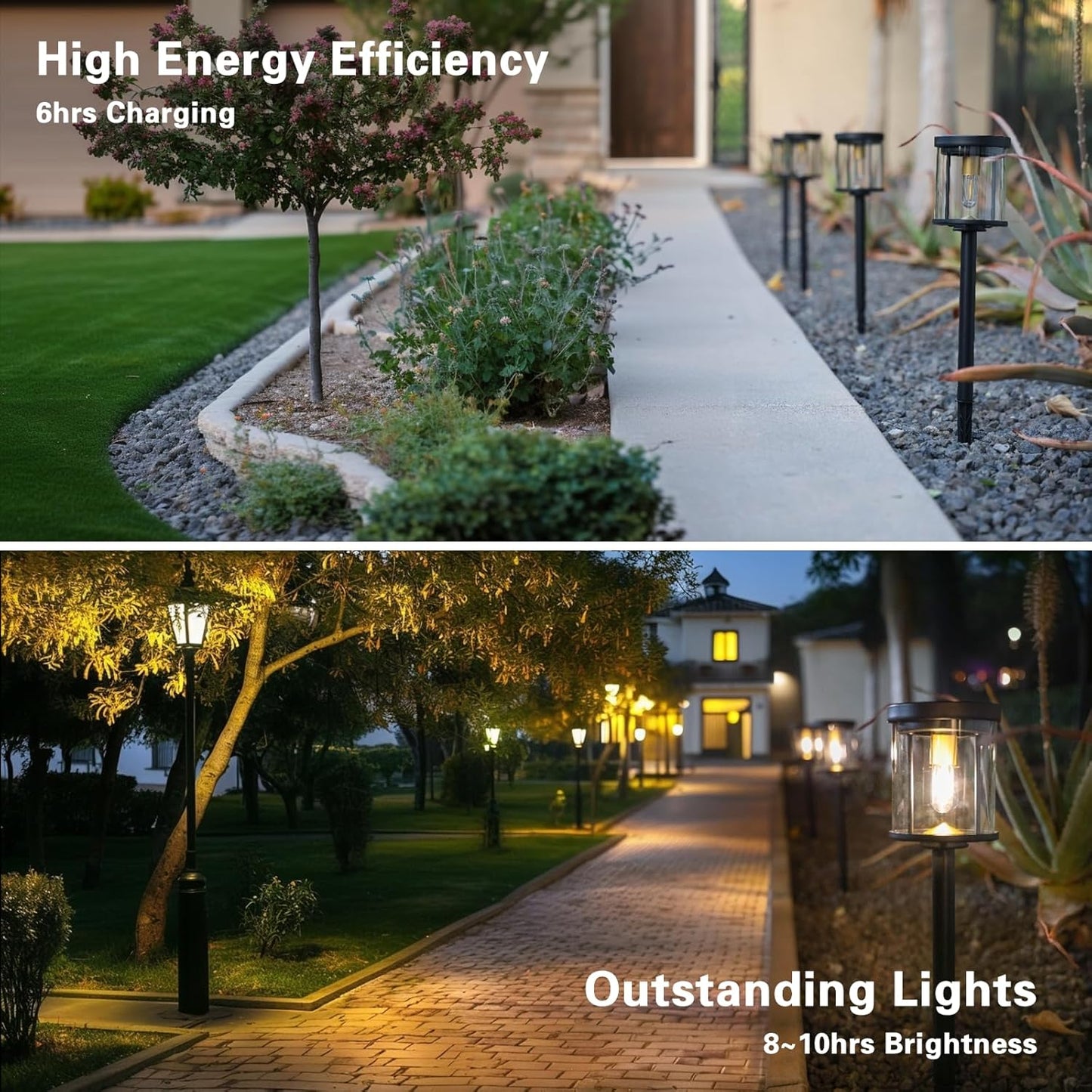 EcoGreen Outdoor Pathway Solar Light, 4pcs Pack,Garden Patio Balcony Walk Way Lights, Aluminum Leg, 5000K Daylight, Waterproof, 4.76 * 23.07in