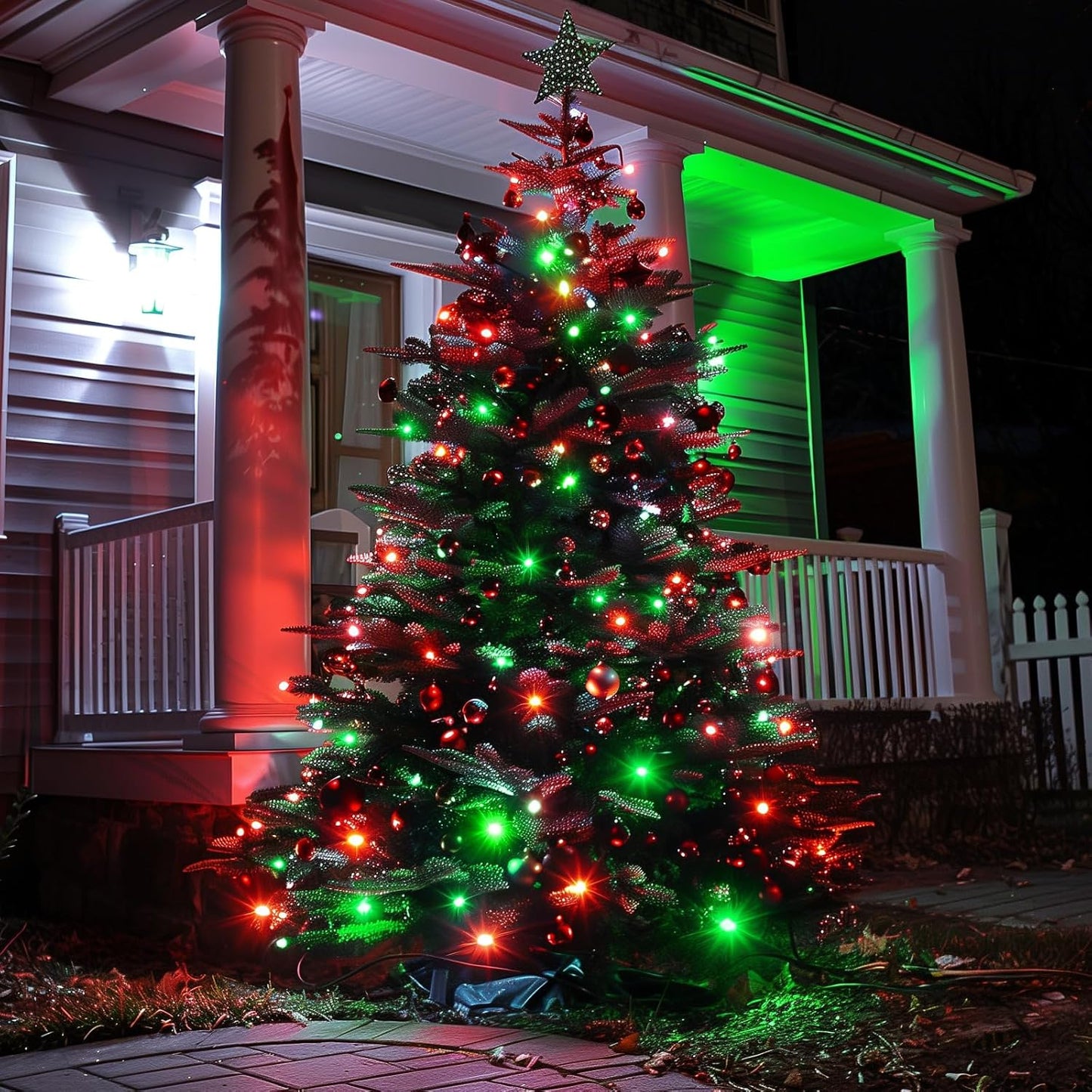 Battery Operated Christmas Lights 2 Pack 18 Feet 50 LED Clear Mini String Lights with 8 Modes Waterproof Tree Lights for Xmas Outdoor Indoor Holiday Party Garden Decor, Red & Green