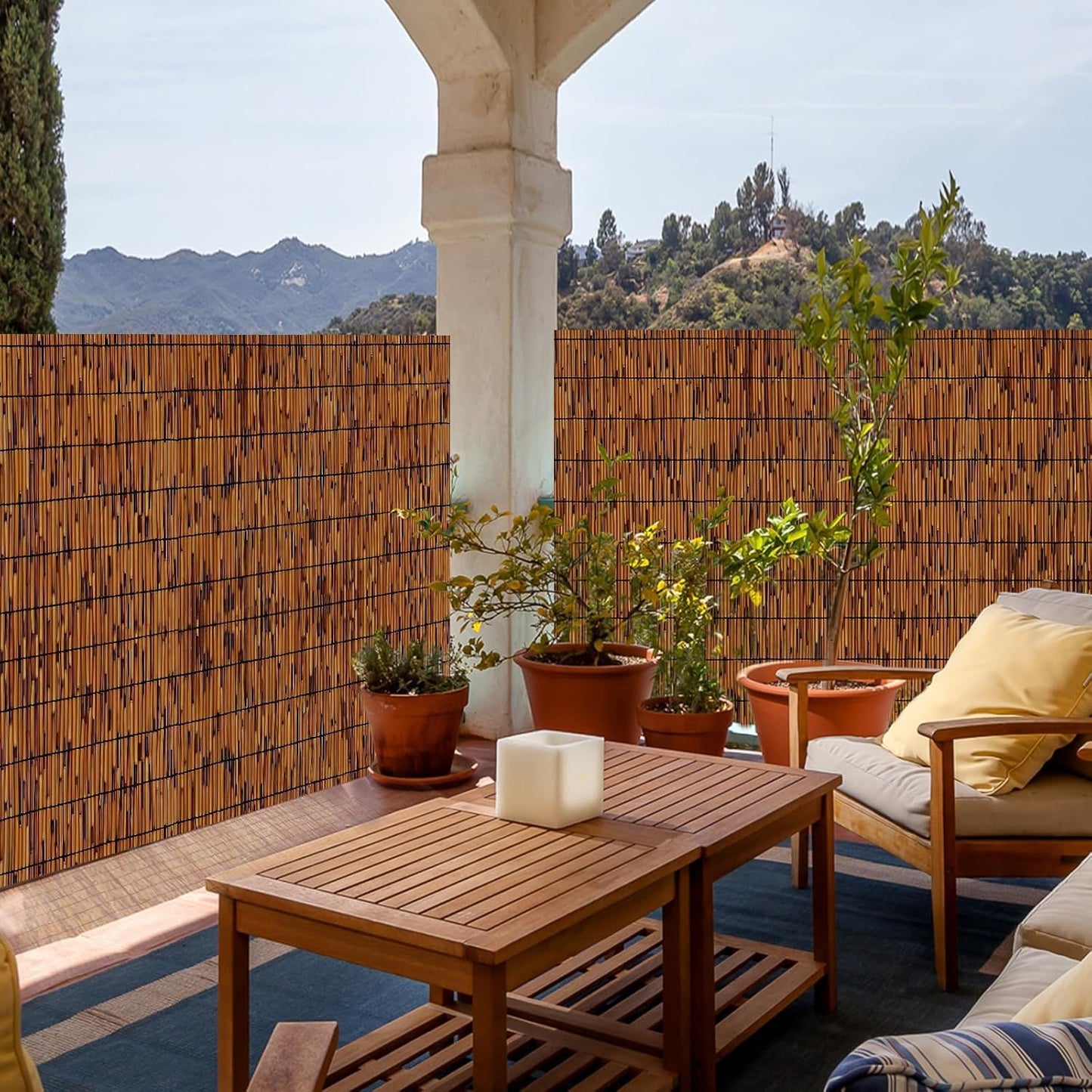 2 Pack Natural Reed Fencing 6FT X 13FT Reed Fence 6FT High Balcony Reed Fence Privacy Reed Screen for Outdoor Backyard Patio(Brown)