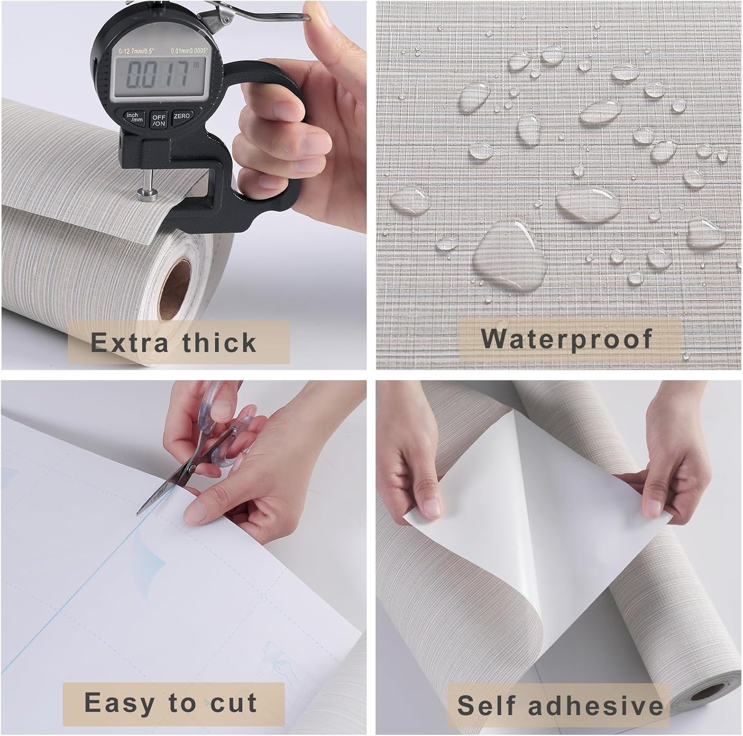 Grasscloth Peel and Stick Wallpaper 20.8"x394" Beige Thick Fabric Textured Linen Classic Faux Grassweave Neutral Removable Wallpaper Vinyl Film Roll for Home Use