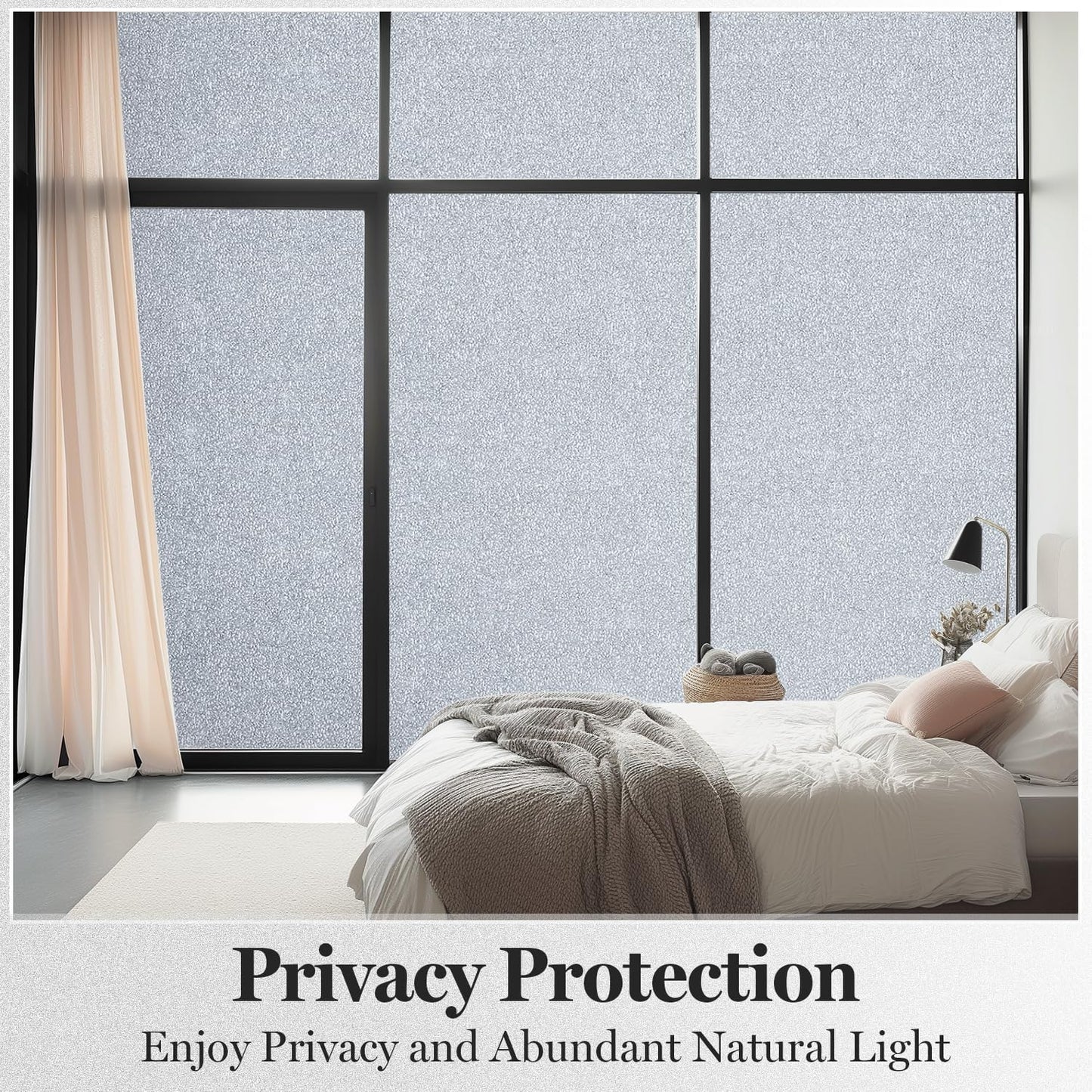 DUOFIRE Window Privacy Film, Sparkling Frosted Glass Window Film, UV Blocking Non-Adhesive Static Cling Windows Clings, No Glue Removable Windows Coverings for Home Office Bathroom, 11.8 X 78.7 inch
