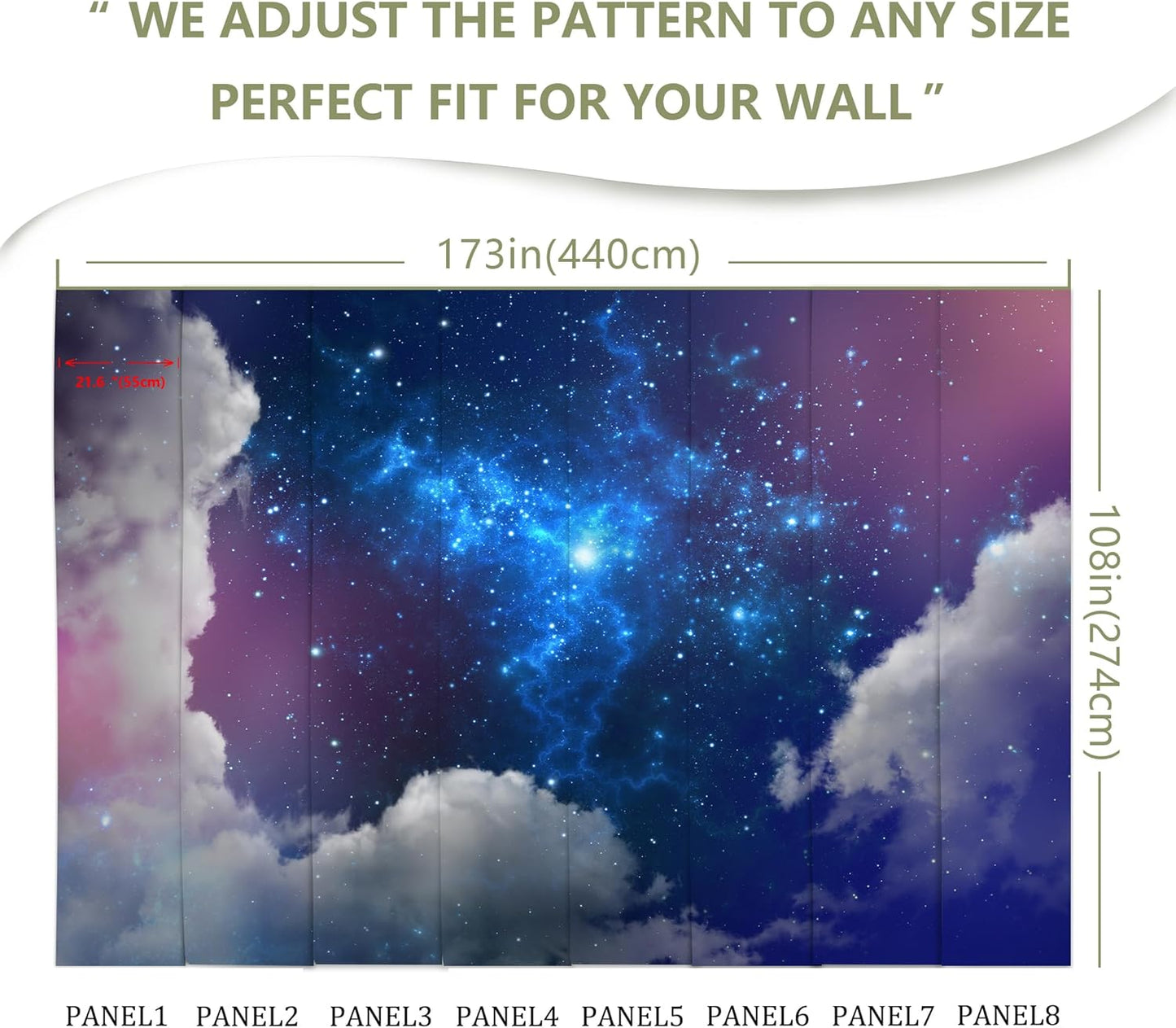 Galaxy Starry Cloud Wallpaper for Ceiling Purple Starry Sky Wall Mural Living Room Bedroom（Not Peel n' Stick）