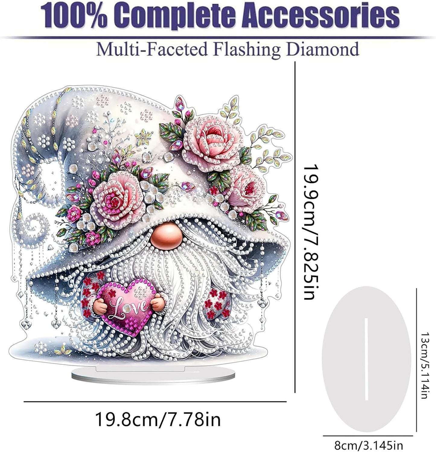 Diamond Painting Kits for Adults Beginners, 5D Full Drill Dwarf Love Crystal Art Desktop Ornament, DIY Single Sided Home Office Desk Decor, Creative Craft Gift Set with Tools