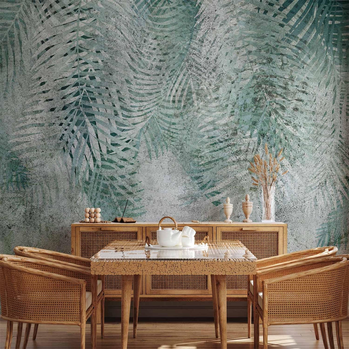 artgeist Wall Mural Leaves 135x101 in - XXL Peel and Stick Self-Adhesive Wallpaper Removable Large Sticker Foil Wall Decor Print Picture Design Nature Botanical Plants Palm Abstract b-C-0861-a-a