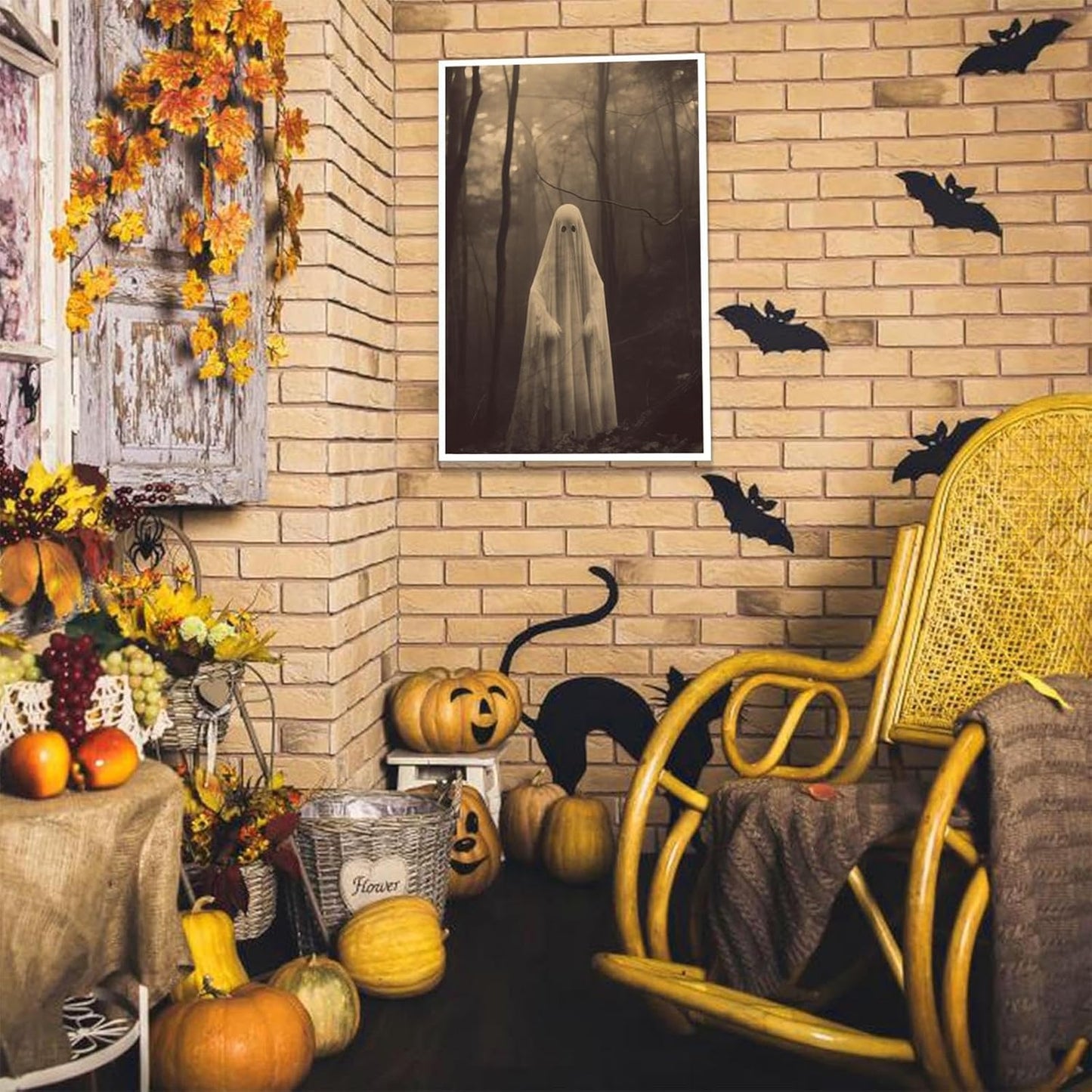 Ghost Forest Spooky Print Poster The Gothic Room Decor Creepy Picture Posters Dark Academia Aesthetic Family Prints Canvas Wall Art Home Apartment Decorations 24X36inch Unframed