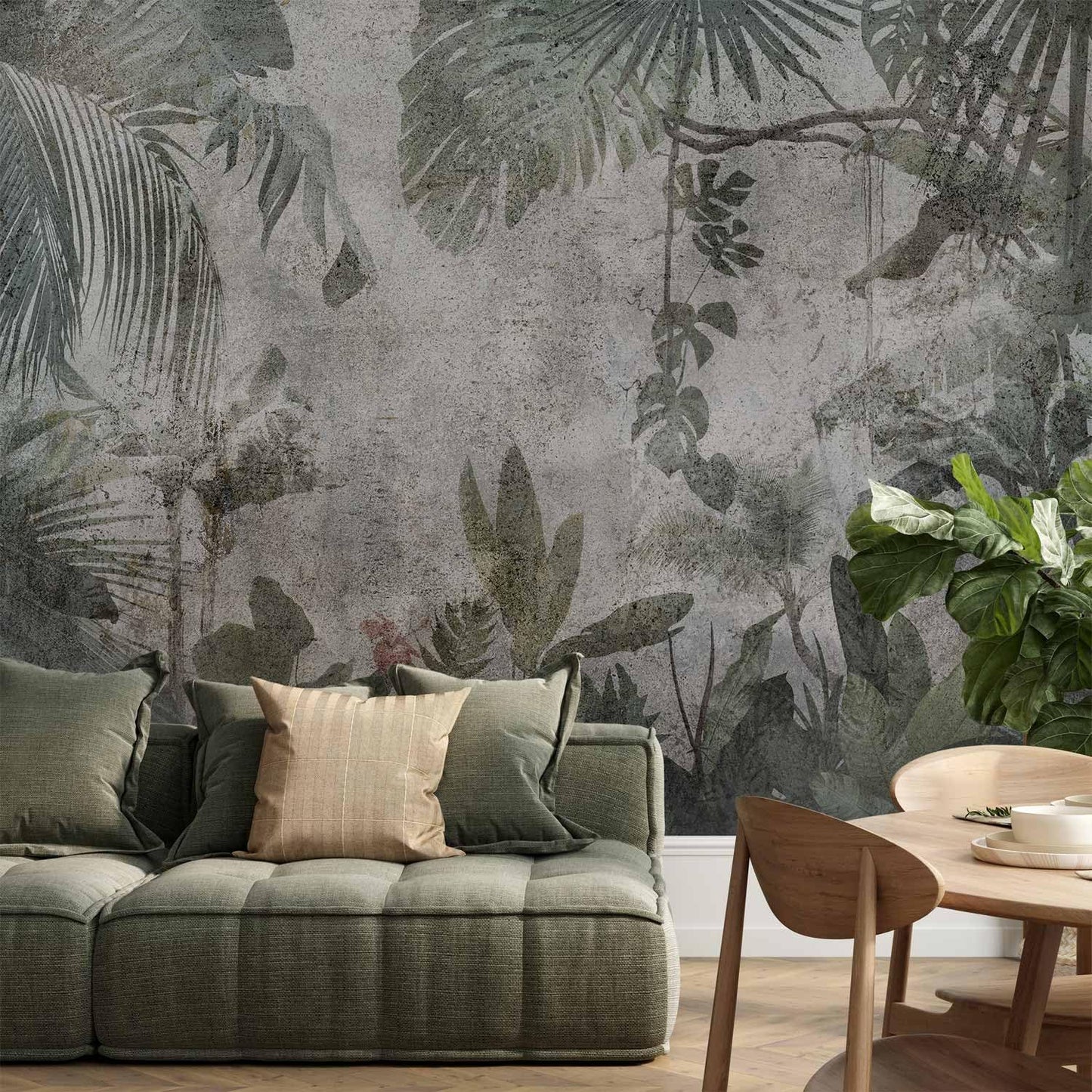 artgeist Premium Wall Mural Tropical Leaves 79x55 in - XXL Non-Woven Wallpaper Fleece Wall Decor Photo Print Picture Image Design Landscape Jungle Nature Monstera Palm Leaves b-C-0821-a-a