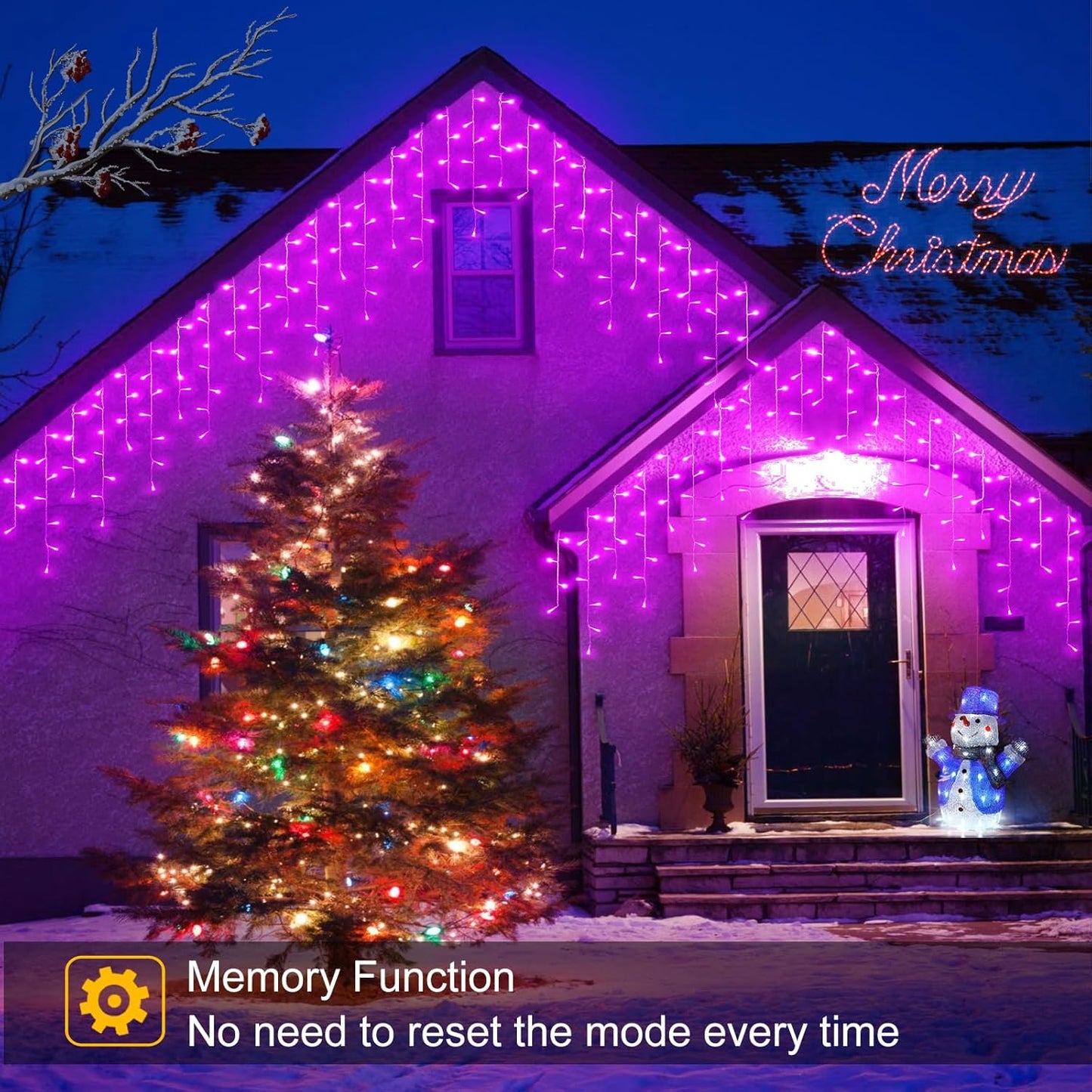 33ft Purple Halloween Lights Outdoor, 400 LED Icicle Lights for Outside Indoor Twinkle Christmas Light with Connectable Clear Wire 8 Modes Timer Waterproof for House Party Tree Holiday Yard Decoration