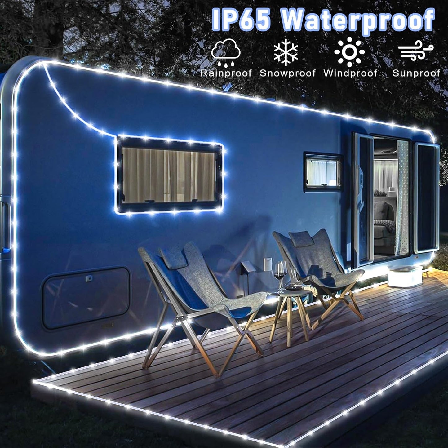 66FT 200 LED Rope Lights for Outside, White Christmas Lights Outdoor Waterproof, 8 Modes Connectable Clear Tube Lights for Indoor Garden, Backyard, Patio, Deck, Pool, Tree Decorations