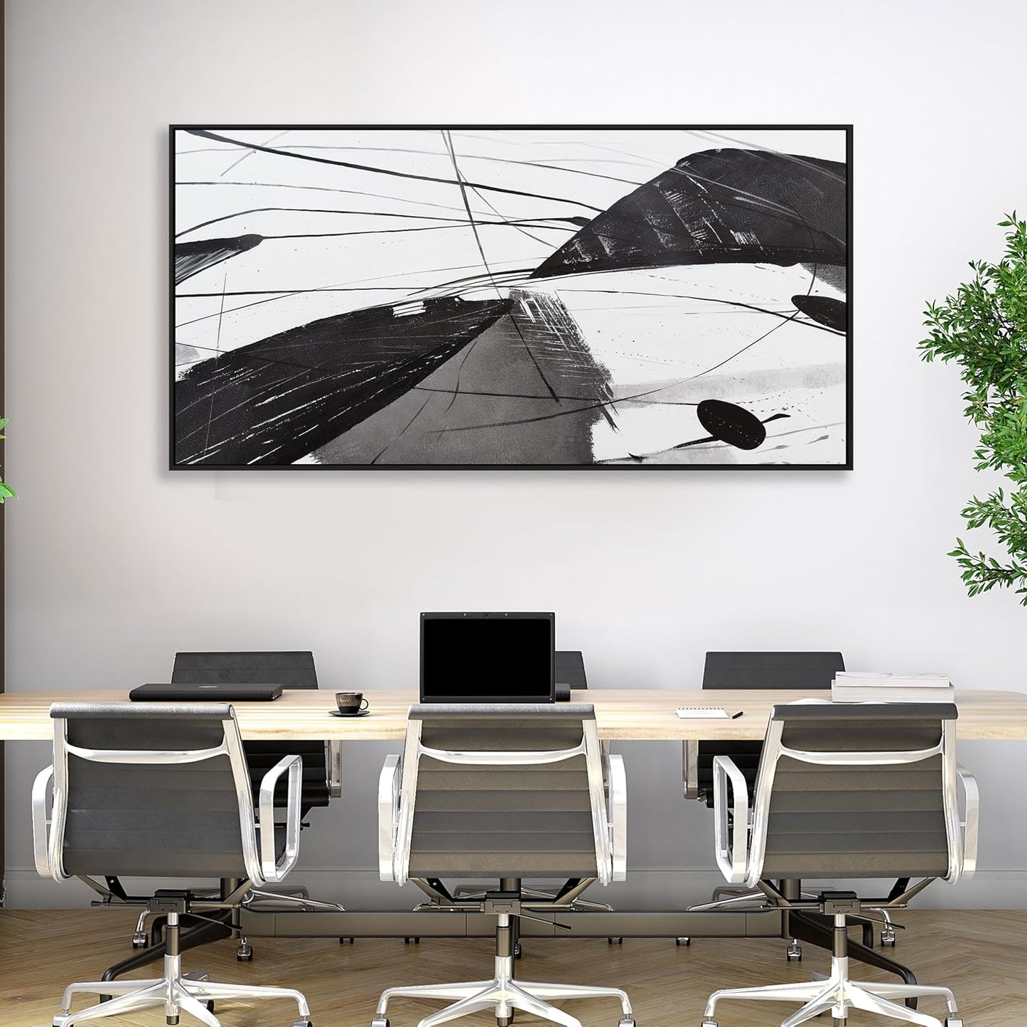 Abstract Canvas Art Home Wall Decor Black and White Abstract Wall Art Framed Artwork Modern Home Wall Decor for Living Room Bedroom Office 20"x40"