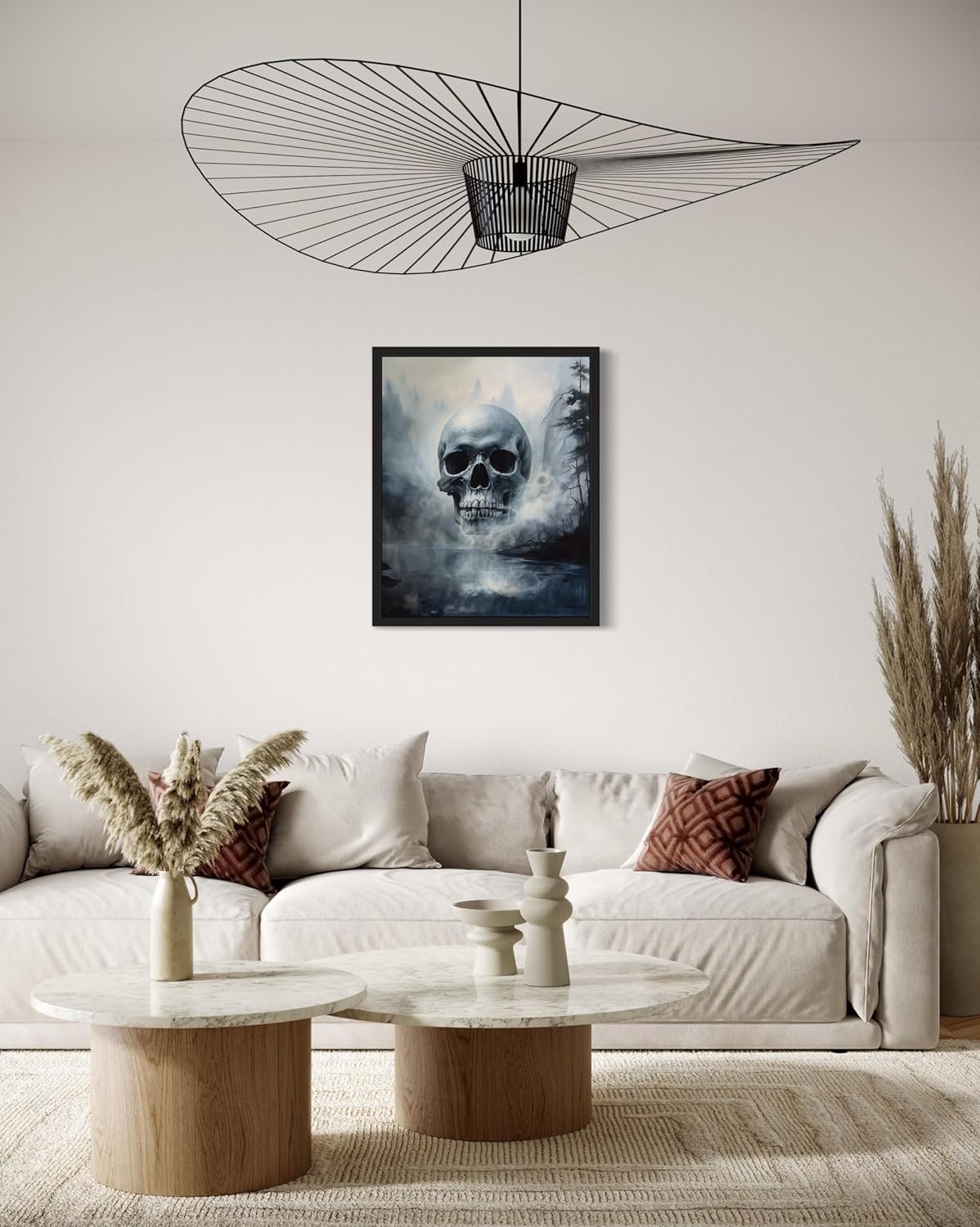 Foggy Skull Poster Art Print, Halloween Scary Vintage Wall Art Academia Spooky Painting Decoration for Horror Prints, Gothic Posters Bedroom Decor 89 (Foggy Skull, 8 x 10 inches, Unframed)