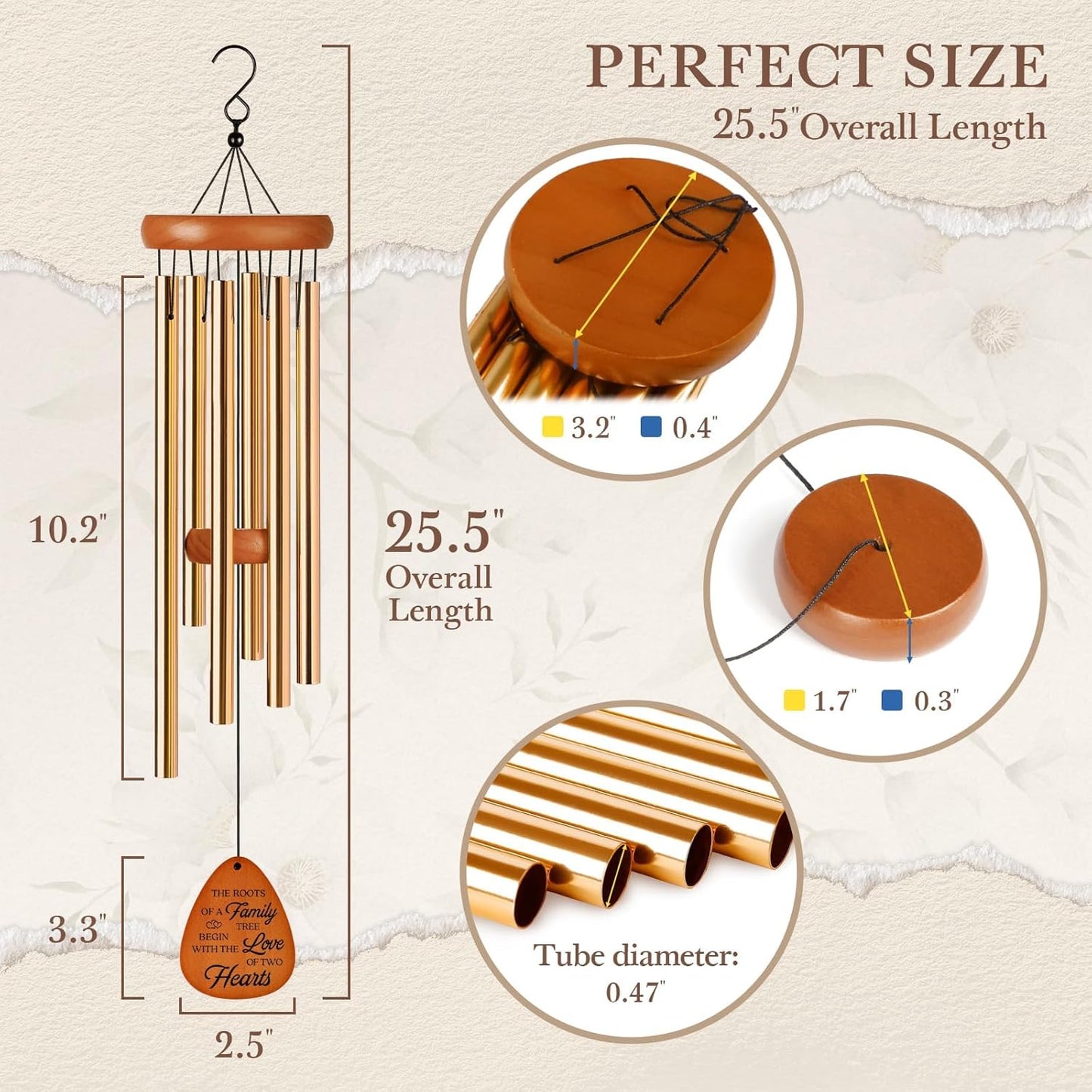 40th Wedding Anniversary Wind Chime, Happy 40th Anniversary Romantic Gifts for Couple, Parents, Wife, Husband, Friends, Ruby Wedding Anniversary's Keepsake Gifts Ideas