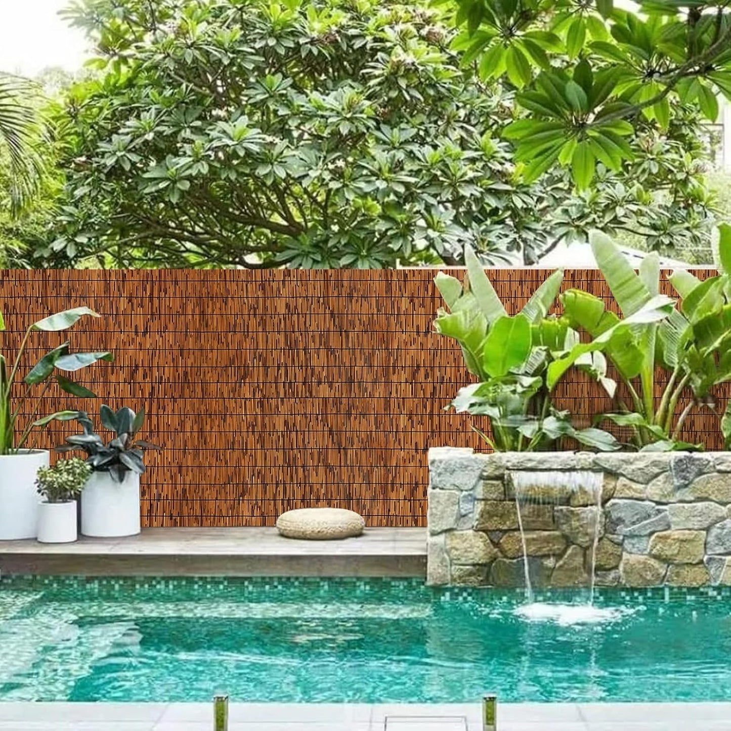 2 Pack Natural Reed Fence,6FT X 16.4FT Bamboo Fencing Privacy Reed Screening for Outdoor, Gallery, Restaurant, Hotel, Patio (Brown)