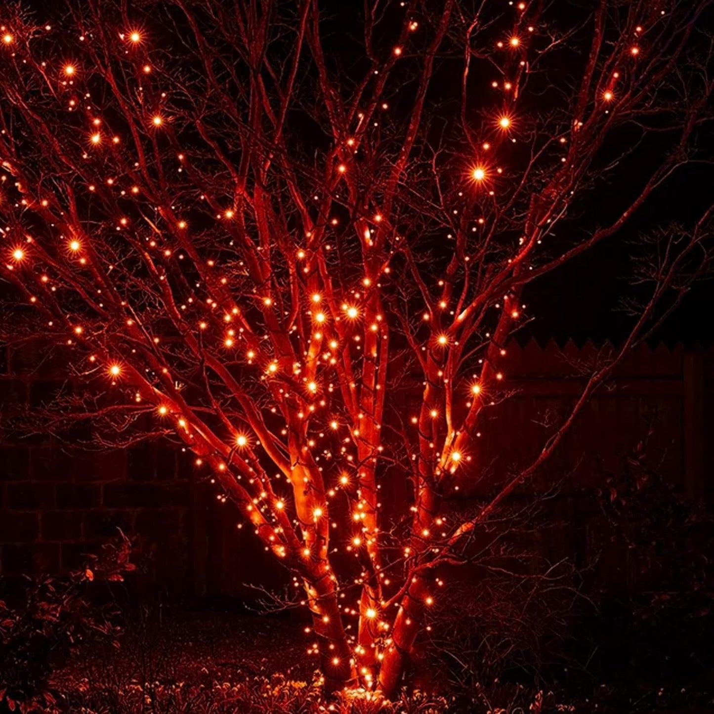 DAZZLE BRIGHT Halloween 300 LED String Lights, 100FT Connectable String Lights with 8 Lighting Modes, Halloween Decorations for Party Carnival Supplies, Indoor Outdoor Yard Garden Decor (Orange)