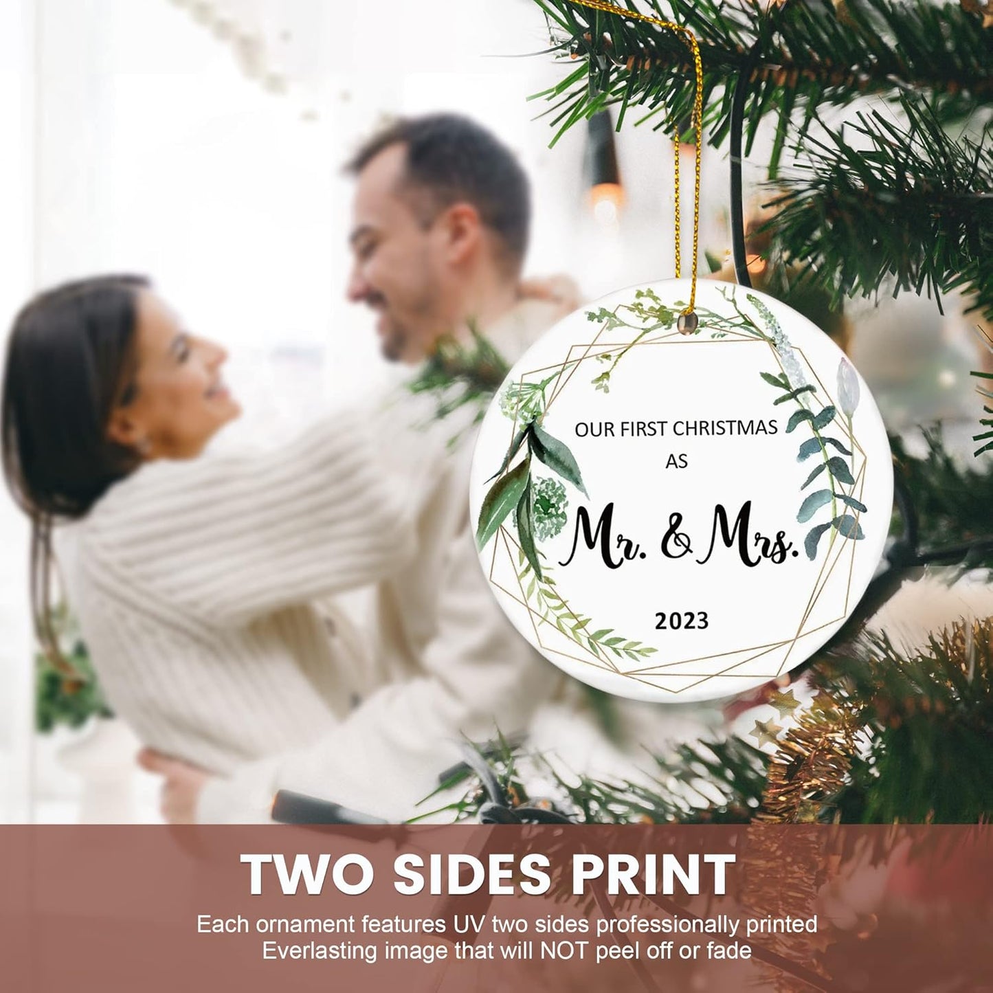 First Christmas Married Ornament 2023, Wedding Gifts for Couple, Our First Christmas as Mr Mrs Gifts, Bridal Shower Gift, Just Married Ornaments, 1st Year Wedding Ornament for Newlywed