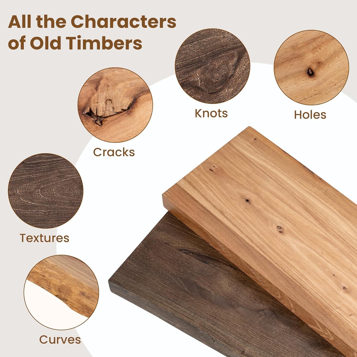 Floating Shelves for Wall Decor, Rustic Solid Elm Wood Floating Shelves Wall Mounted, Wall Shelves with Invisible Bracket for Living Room Bathroom Bedroom Kitchen, 72 Inch, Walnut