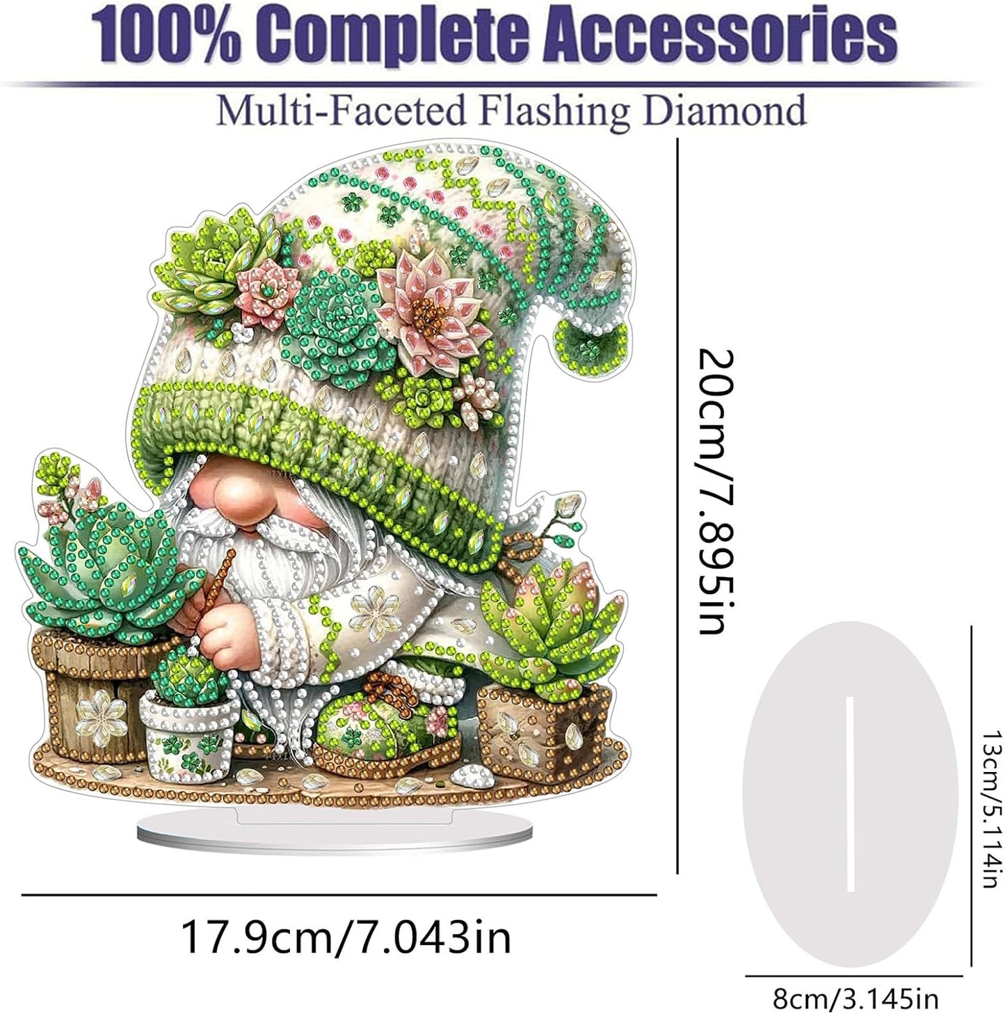 Diamond Painting Kits for Adults Beginners, 5D Full Drill Dwarf Succulents Crystal Art Desktop Ornament, DIY Single Sided Home Office Desk Decor, Creative Craft Gift Set with Tools