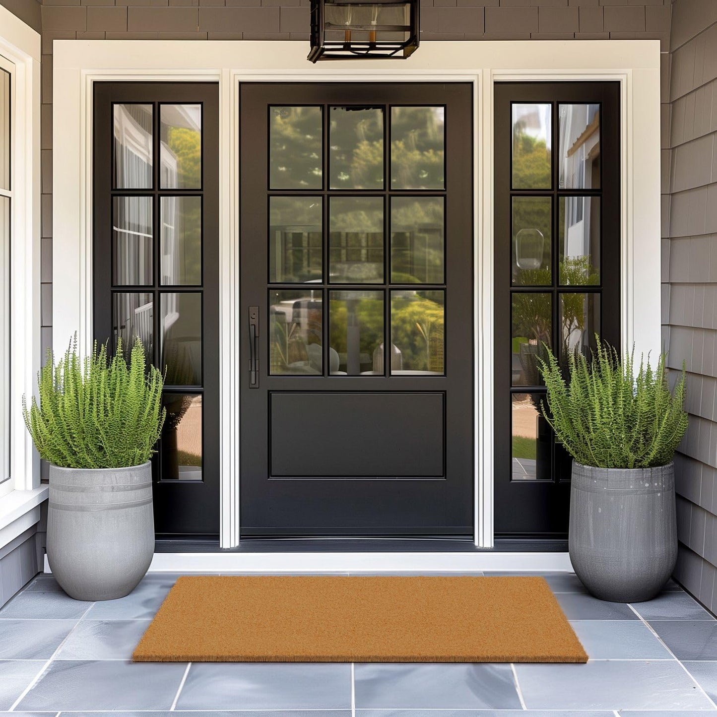 Barnyard Designs Natural Coco Coir Heavy Duty Backing Doormat - Large Cute Non-Slip Front Door Welcome Mat for Outside Entrance or Porch Entry, Brown (30x48, Plain Brown)