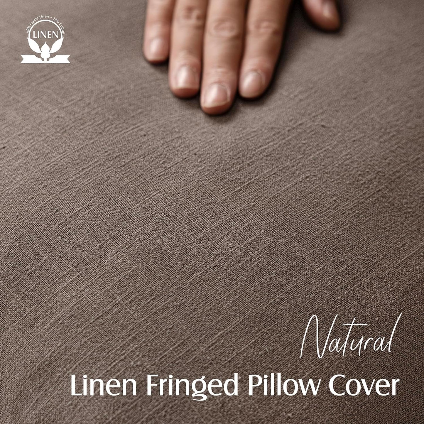 Foindtower Set of 2 Decorative Linen Fringe Throw Pillow Covers Cozy Farmhouse Cushion Cover with Tassels Accent Pillowcase for Couch Chair Sofa Bed Living Room Home Decor,22×22 Inch,Light Coffee