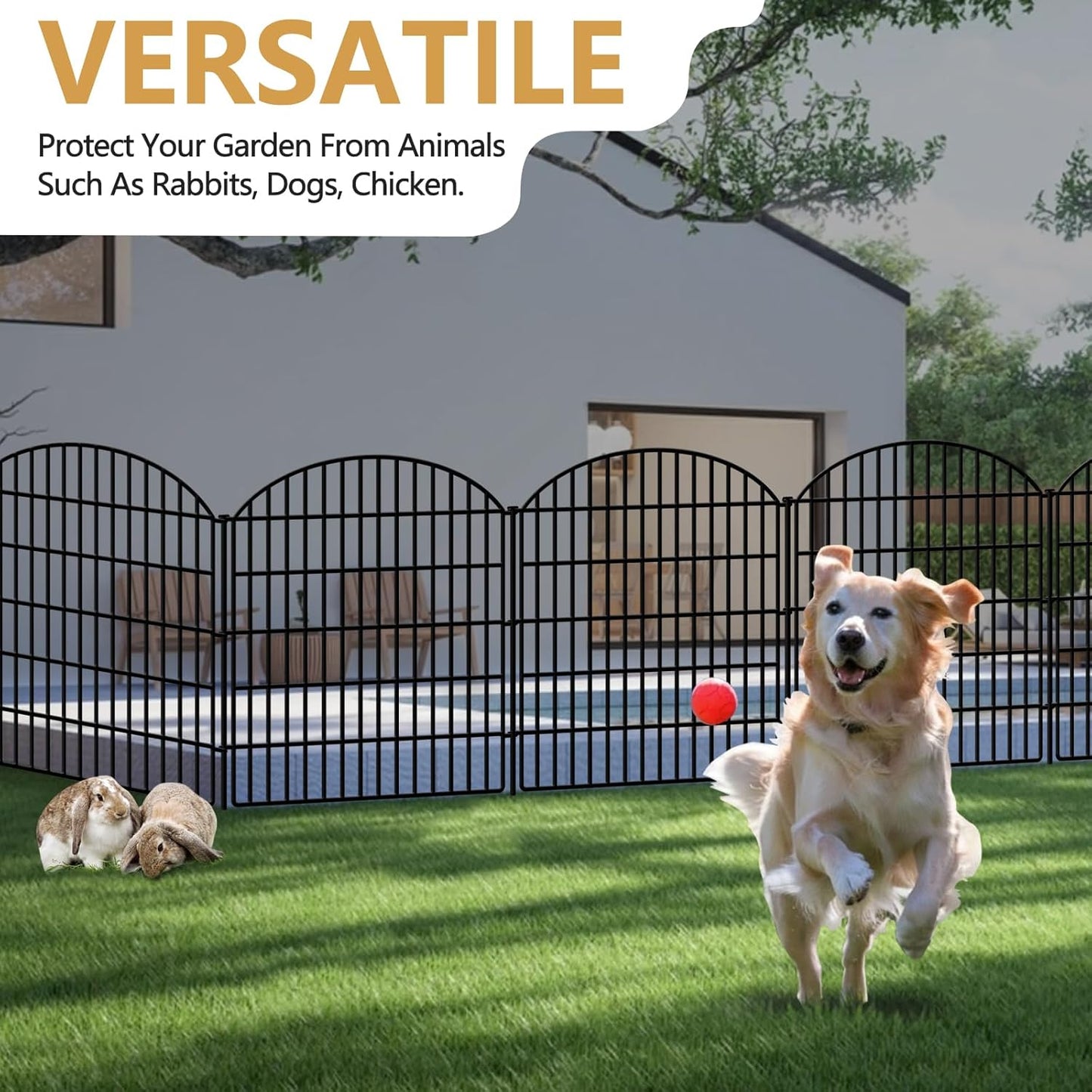 15 Panels Decorative Garden Fence, 33in (H) x 33.46ft (L) No Dig Dog Fences Outdoor for Yard, Rustproof Tall Metal Fencing Panels Animal Barrier Border for Rabbits, Patio Temporary Use