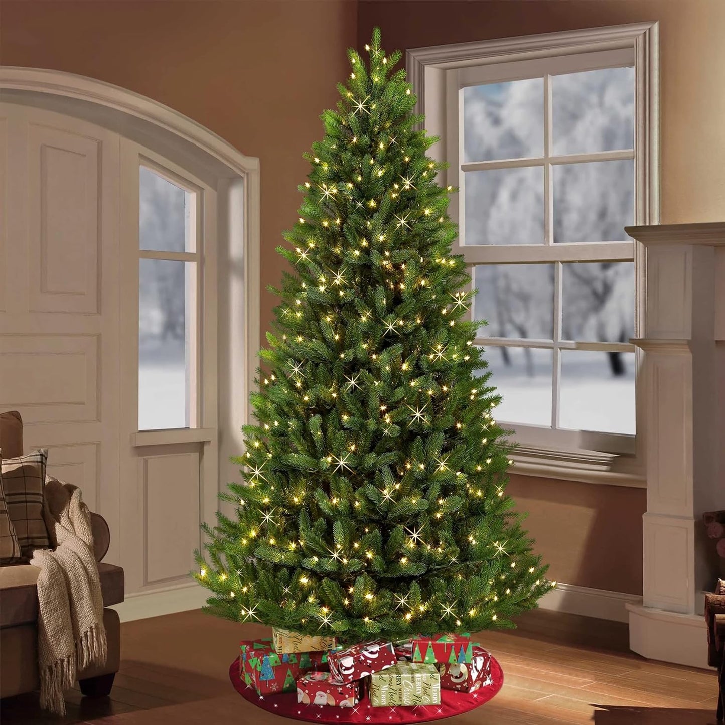 Dazzle Bright Warm White Christmas String Lights, 164ft 2000 LED Waterproof Green Wire Fairy Lights with 8 Modes, Outdoor Lights for Xmas Tree Holiday Wedding Party Christmas Decorations