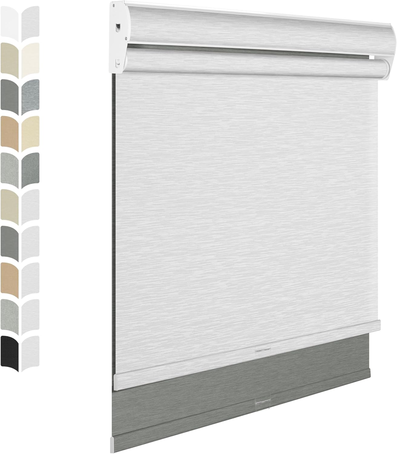 BERISSA Cordless Dual Roller Shades With Cassette Valance, Blackout and Light Filtering, Day and Night for Home Office Door - Grey and White, 35 W x 72" H