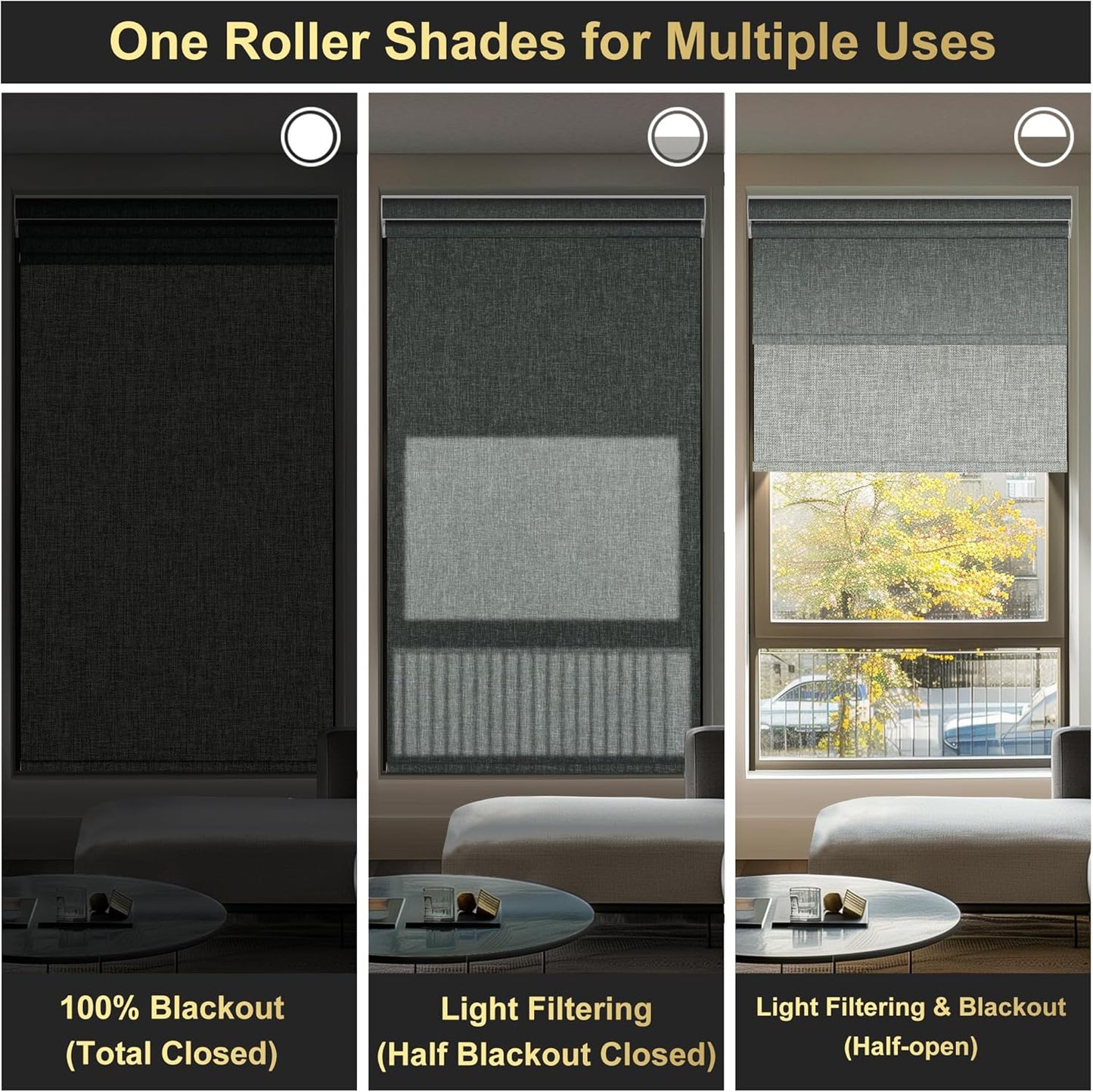 BERISSA Cordless Dual Roller Shades with Cassette Valance, Double Window Shades - Blackout and Light Filtering, Day and Night for Home, Office or Door - Linen Grey, 32 W x 80" H