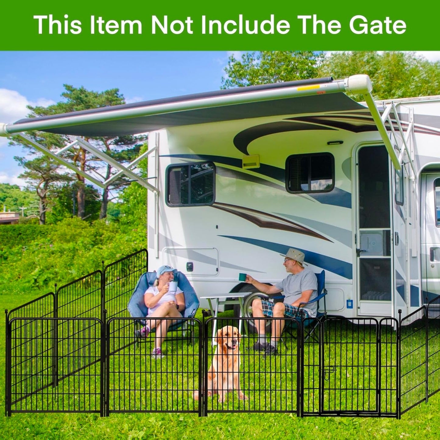 ADAVIN 48 in(H) Garden Fence without Gate, 8 Panels Total 17.7 Ft(L), Dog Fence Outdoor For Yard, Fencing for garden beds, Dog Digging Fences Barrier, Black Iron Metal Heavy Flowers Fences and Borders