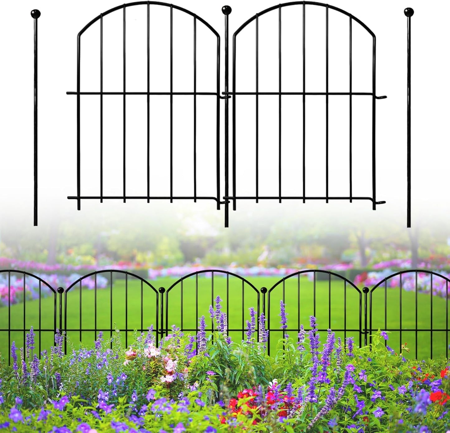 Decorative Garden Fence 17in x26ft, 26 Pack Rustproof Metal No Dig Fence Animal Barrier for Dog, Arched Flower Bed Edging Ornamental Wire Border Panel Fencing for Yard Patio Outdoor Decor