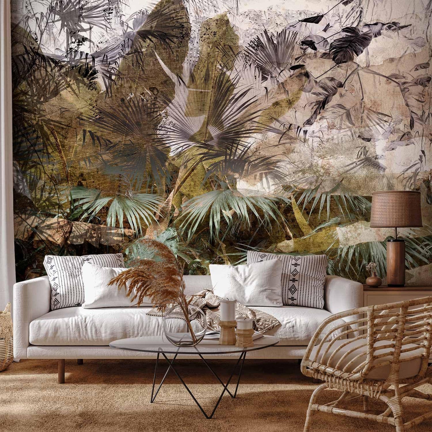 artgeist Wall Mural Tropical Leaves 157x110 in - XXL Non-Woven Wallpaper Fleece Wall Decor Photo Print Picture Image Design Jungle Nature Palm Leaves Like Painted b-C-0789-a-a