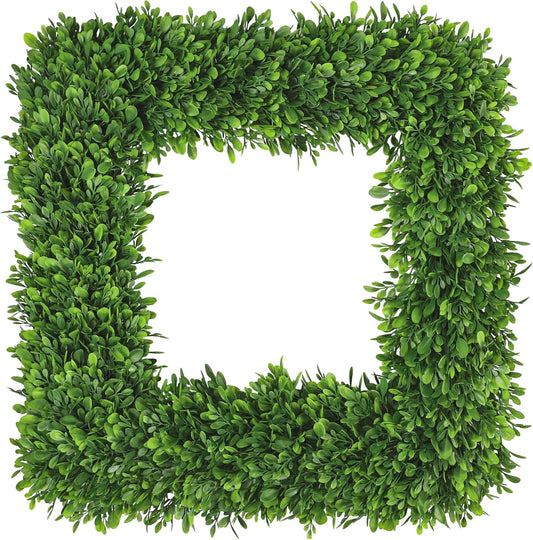 Artgar 20Inch Boxwood Wreath, Spring Wreaths for Front Door, Realistic Green Square Boxwood Wreath for Year-Round Decor, Artificial Summer Wreaths for Wedding Farmhouse Indoor/Outdoor Porch Decor