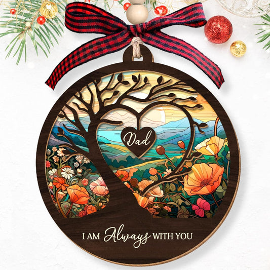 Dad Memorial Ornament - Memorial Ornaments for Loss of Dad - Bereavement Gifts - Memorial, Remembrance, Sympathy Gift - 2 Layer Wood Acrylic Suncatcher Ornament