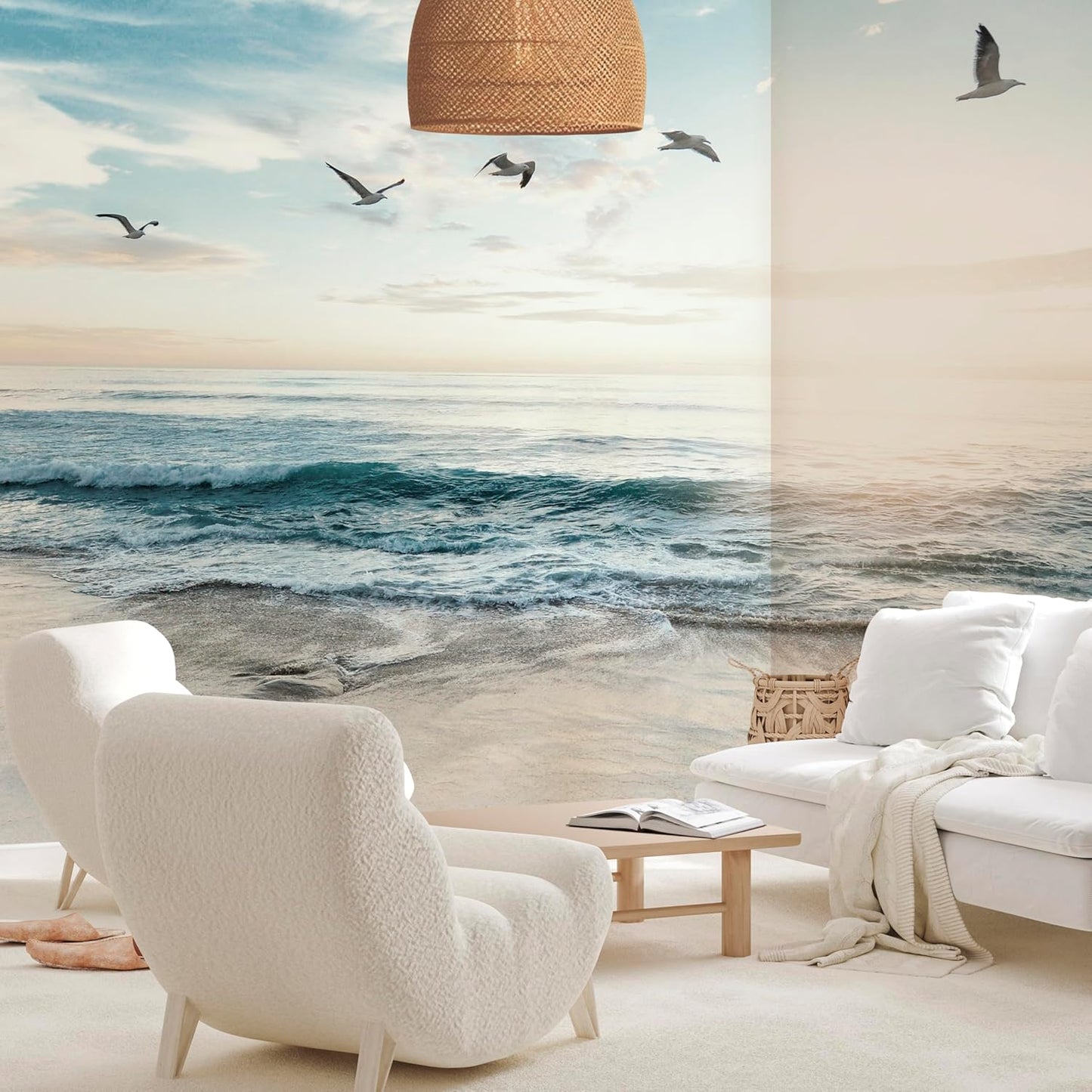 artgeist Premium Wall Mural Nature 216x98 in - Non-Woven Photo Wallpaper Art Print Fleece Wall Mural Decoration Beach Sand Blue Sea View b-B-10023-a-b