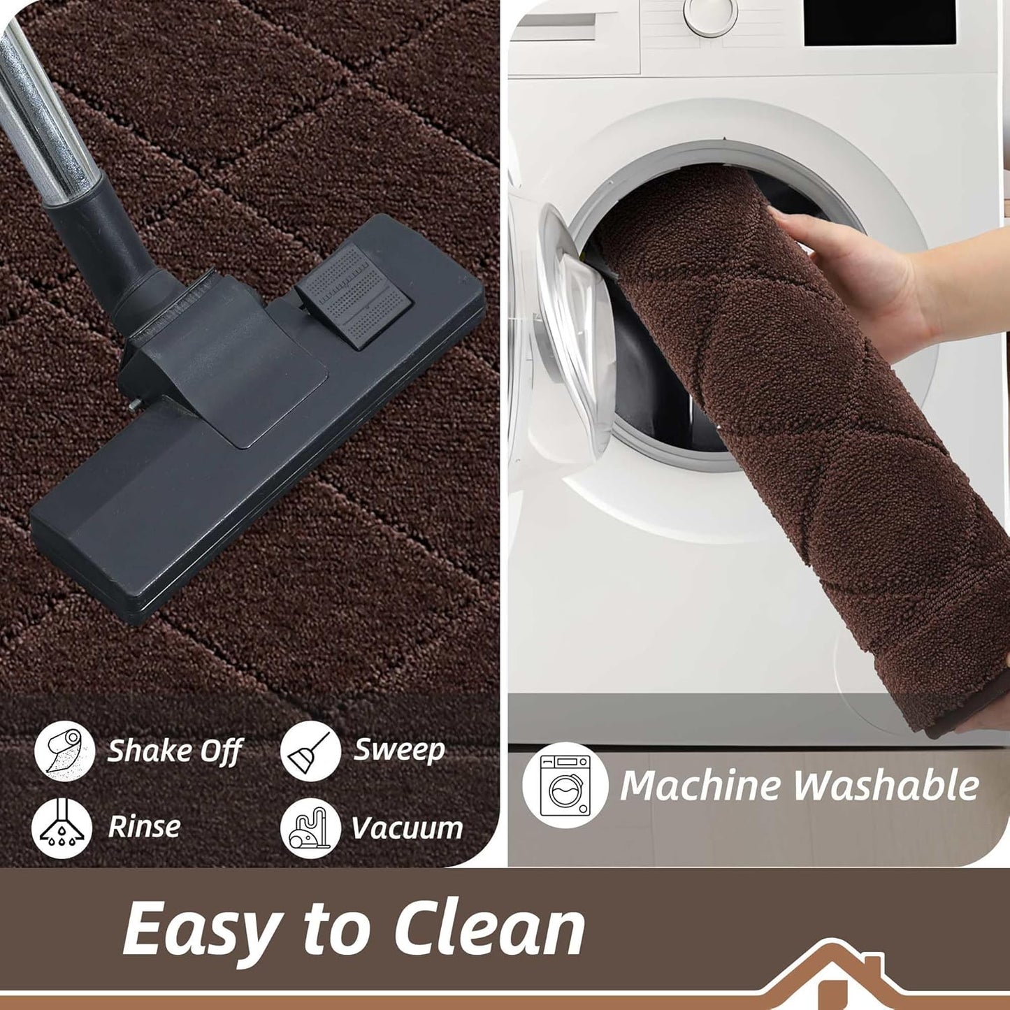 BEQHAUSE Dirt Trapper Door Mat 32" x 48", Doormat Non-Slip Entryway Rugs Washable, Dog Door Mat Stain Resistant and Absorbent Welcome Floor Mat for Front Back Door, Muddy Wet Shoes & Paws, Brown