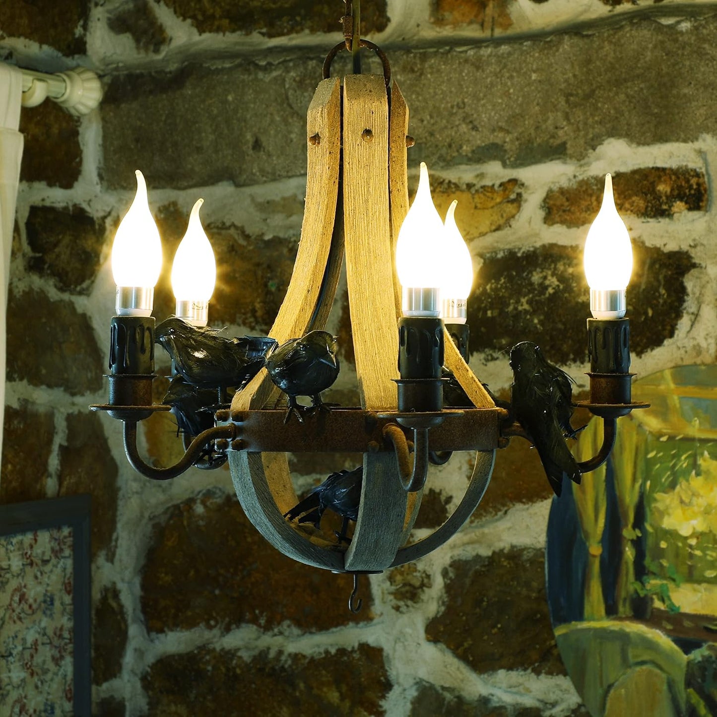 ATDAWN 12 Pack Halloween Black Feathered Crows, Realistic Looking Halloween Birds Decoration