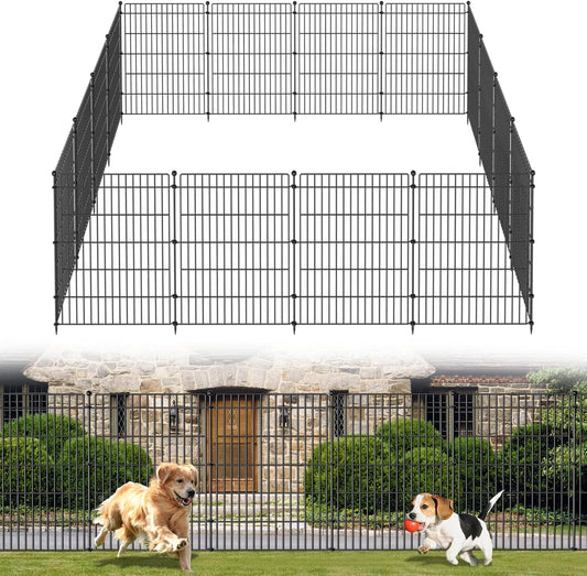 10 Panels No Dig Garden Fence Animal Barrier, 34in(H) × 22.5ft(L) Decorative Metal Outdoor Dog Fence, Rustproof Pet Fencing for Yard, Patio, Flower Bed -Temporary Fencing| Easy to Install