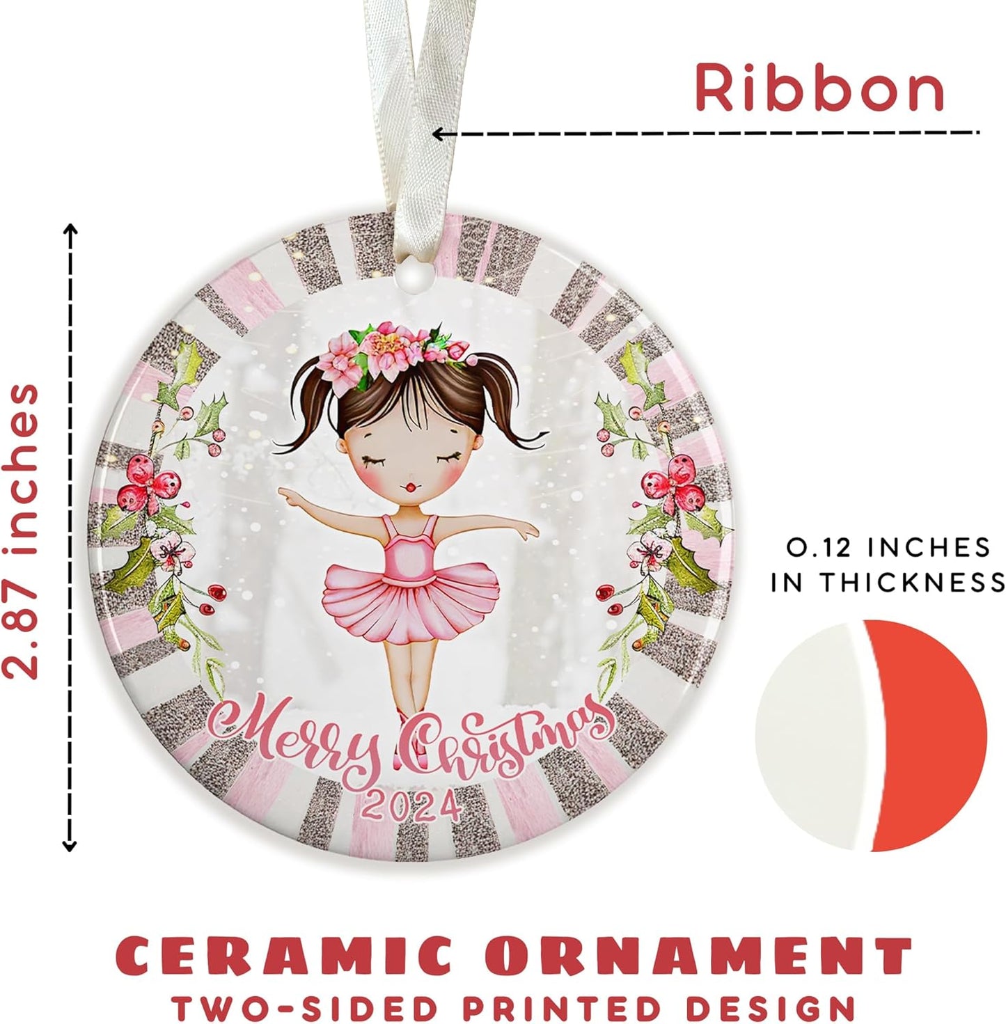 Ballerina Ornaments for Christmas Tree - Ballerina Christmas for Girls - Ballerina Gifts for Girls, Ballerina Gifts for Women - Ceramic Ornament 2024
