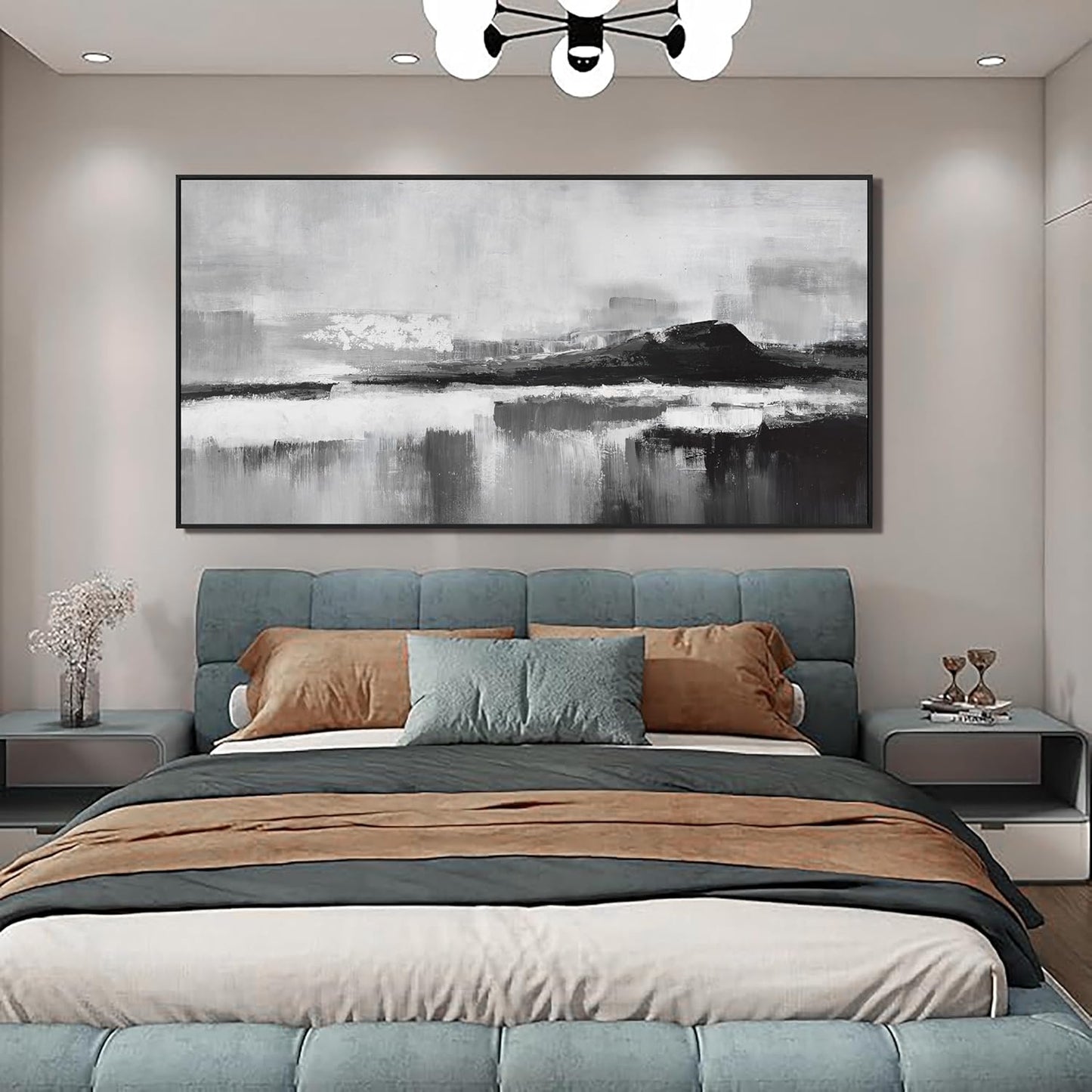 Abstract Wall Art Decor Large Canvas Art Wall Decor Prints Black and White Wall Art Decor Modern paintings Wall Decorations for Living Room Bedroom Kitchen Office 29" × 58"With Framed