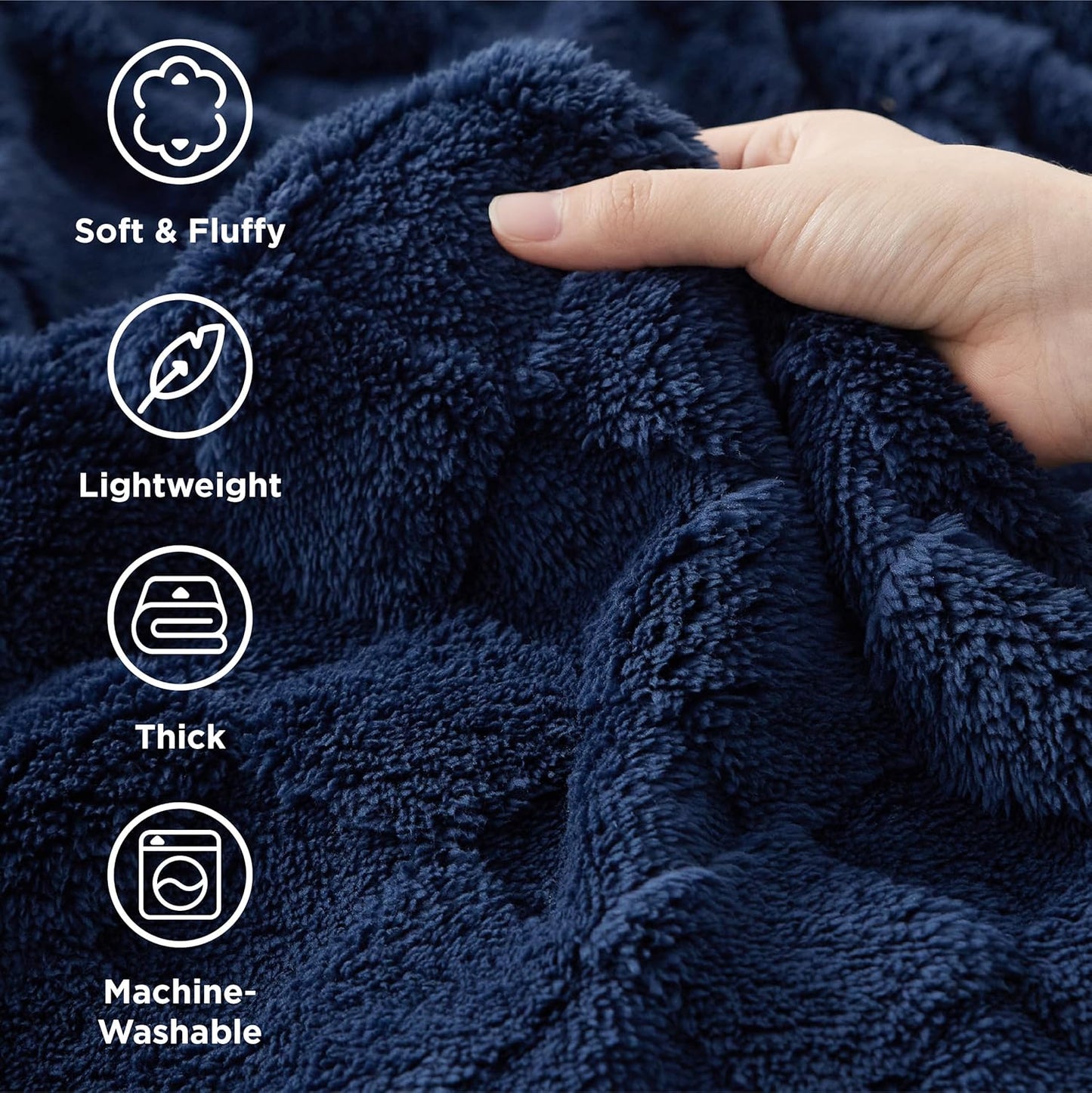 Bedsure GentleSoft Blankets Queen Size for Bed - Super Soft Cozy Blanket for Women Men Girls, Large Fuzzy Fleece Throw for Bedroom Decor, Navy Blue, 90x90 Inches