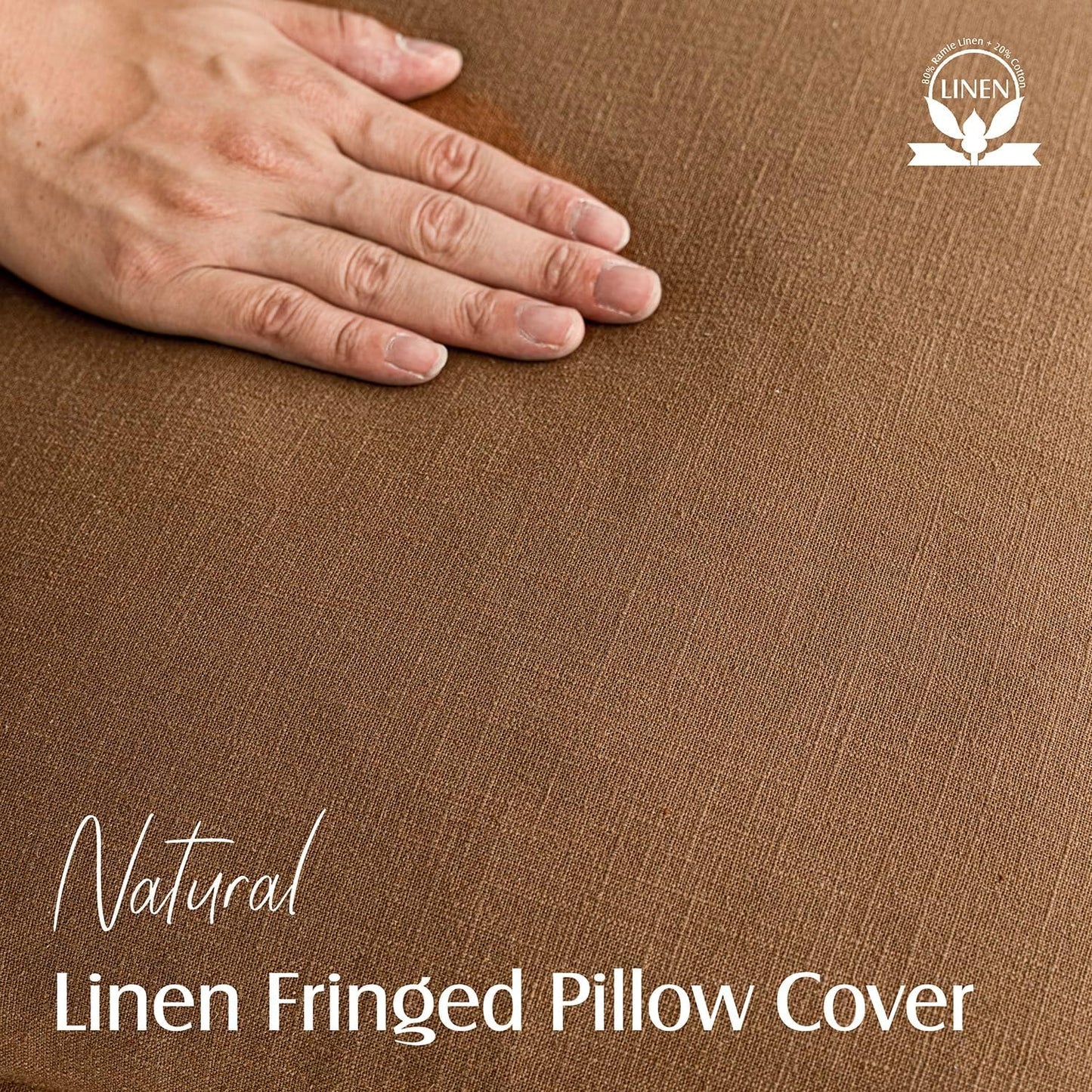 Foindtower Set of 2 Decorative Linen Fringe Throw Pillow Covers Boho Farmhouse Cushion Cover with Tassels Soft Accent Pillowcase for Couch Sofa Bed Living Room Home Decor,24×24 Inch,Orange Brown