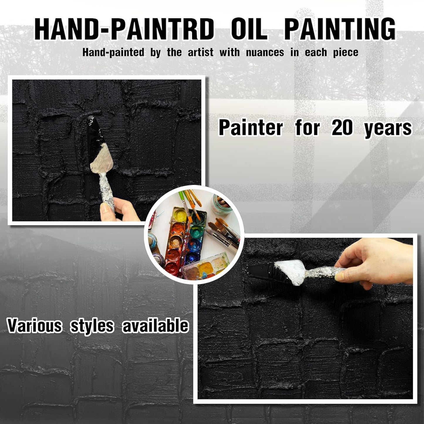 Abstract Painting Wall Art for Living Room Black Wall Decor for Bedroom Minimalist Wall Art for Kitchen Size 20 x 40 Inch