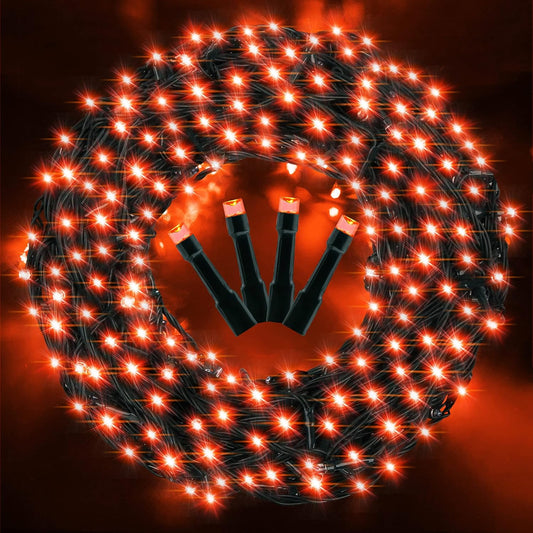 AmyHomie 300LED Orange Halloween String Lights with UL Certified, Waterproof Fall Lights Outdoor Indoor Fall Decor Fairy String Lights for Party, Thanksgiving Day, Holiday Decoration(Orange)