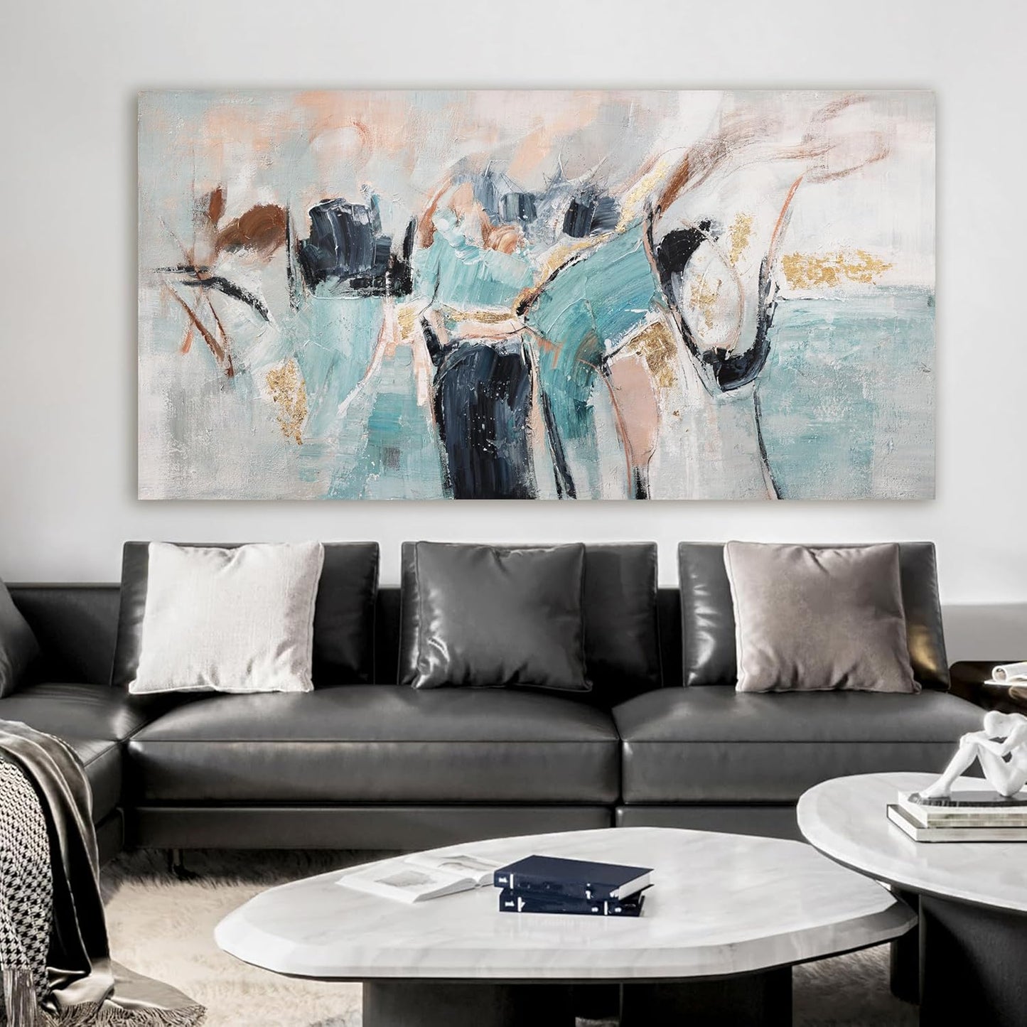 Abstract Canvas Wall Art Decor Black Modern Abstract Large Wall Art Decorations for Living Room Artwork for Walls Wall Art Prints Decor Wall Painting for Bedroom Office Wall Hanging Decor 24" X 48"