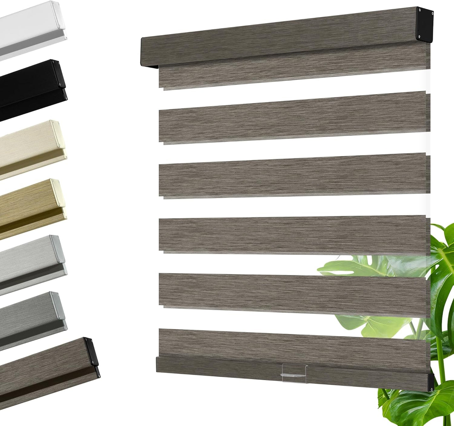 Cordless Zebra Blinds for Windows, Blackout Interior Blinds,Easy to Install,UV Protection,for Offices and Home,Custom Roller Shades, Mousse Dark Bown,42" W x 36" H