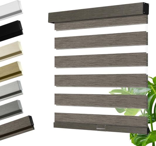 Cordless Zebra Blinds for Windows, Blackout Interior Blinds,Easy to Install,UV Protection,for Offices and Home,Custom Roller Shades, Mousse Dark Bown,35" W x 72" H