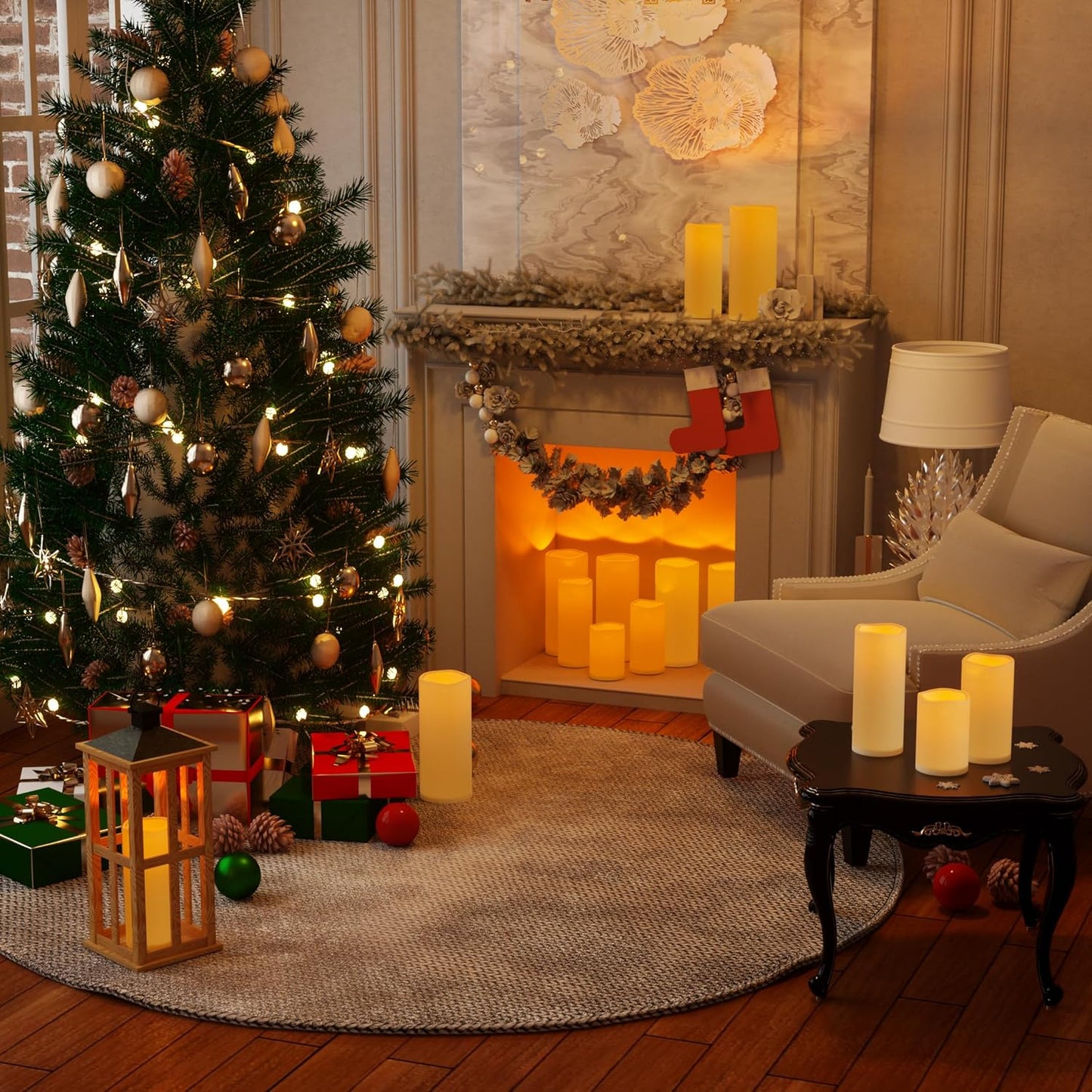 6" 8" 10" x 4" White Large Waterproof Outdoor Flameless Candles Battery Operated LED Flickering Pillar Candles with Remote and Timer for Indoor Outdoor Lanterns, Long Lasting, Set of 3