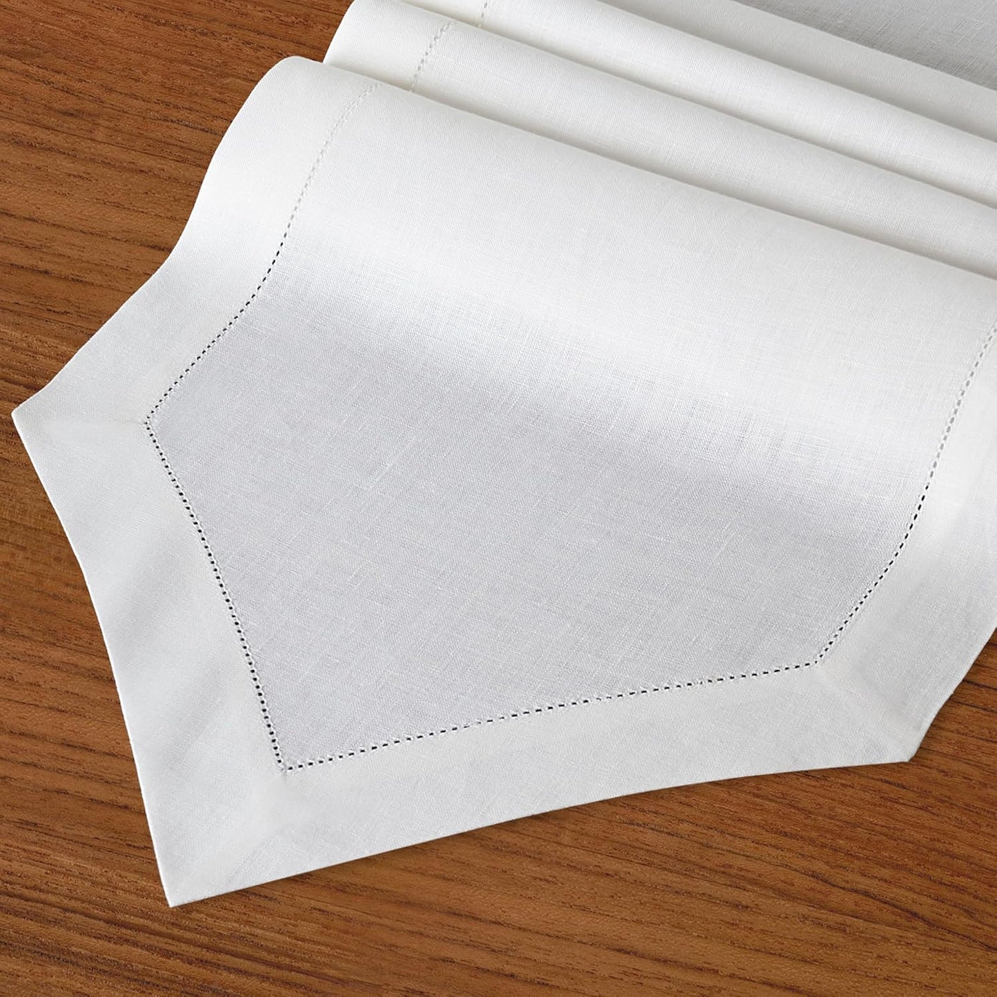 D'Moksha Homes White Linen Table Runner 72 Inches Long - 100% Pure Linen Diamond Table Runner 14 x 72 Inch for Dining, Fall and Halloween - Machine Washable