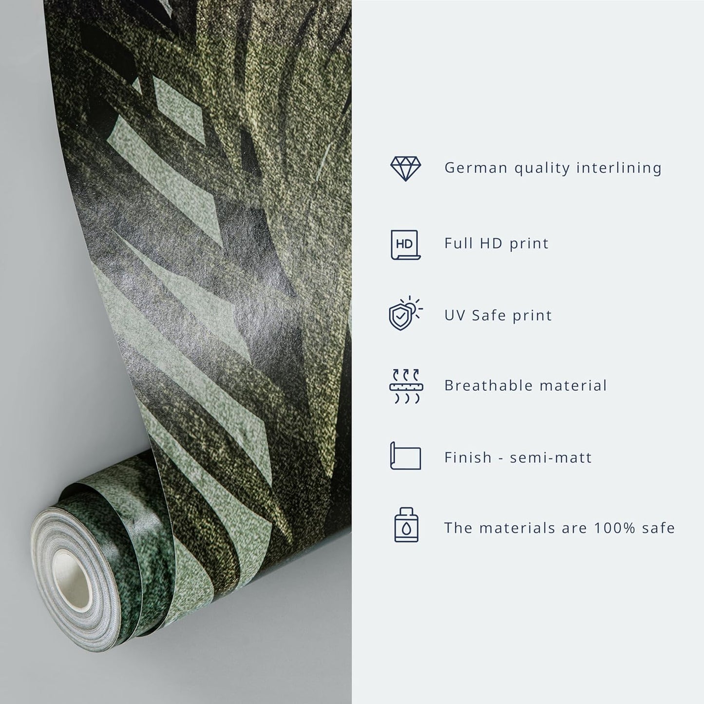 artgeist Wall Mural Leaves 79x55 in - XXL Non-Woven Wallpaper Fleece Wall Decor Photo Print Picture Image Design Palm Leaves Concrete Nature Grey b-C-10103-a-a