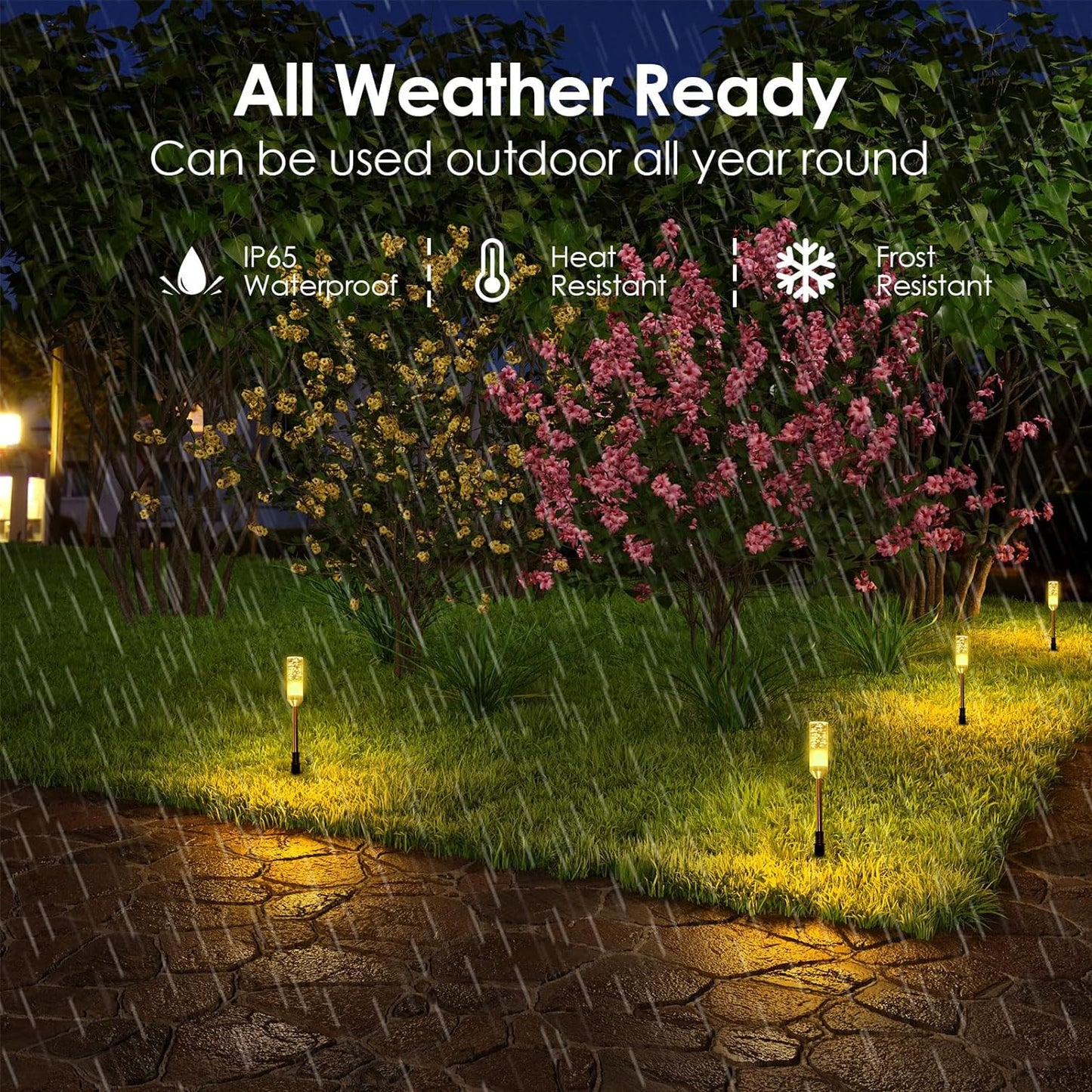 B-right LED Pathway Lights Outdoor, 6 Pcs Path Lights 570 Lumens AC Plug 12V Low Voltage Landscape Lighting, Extendable IP65 Waterproof Outdoor Garden Light for Patio Yard Walkway, Warm White 2700K