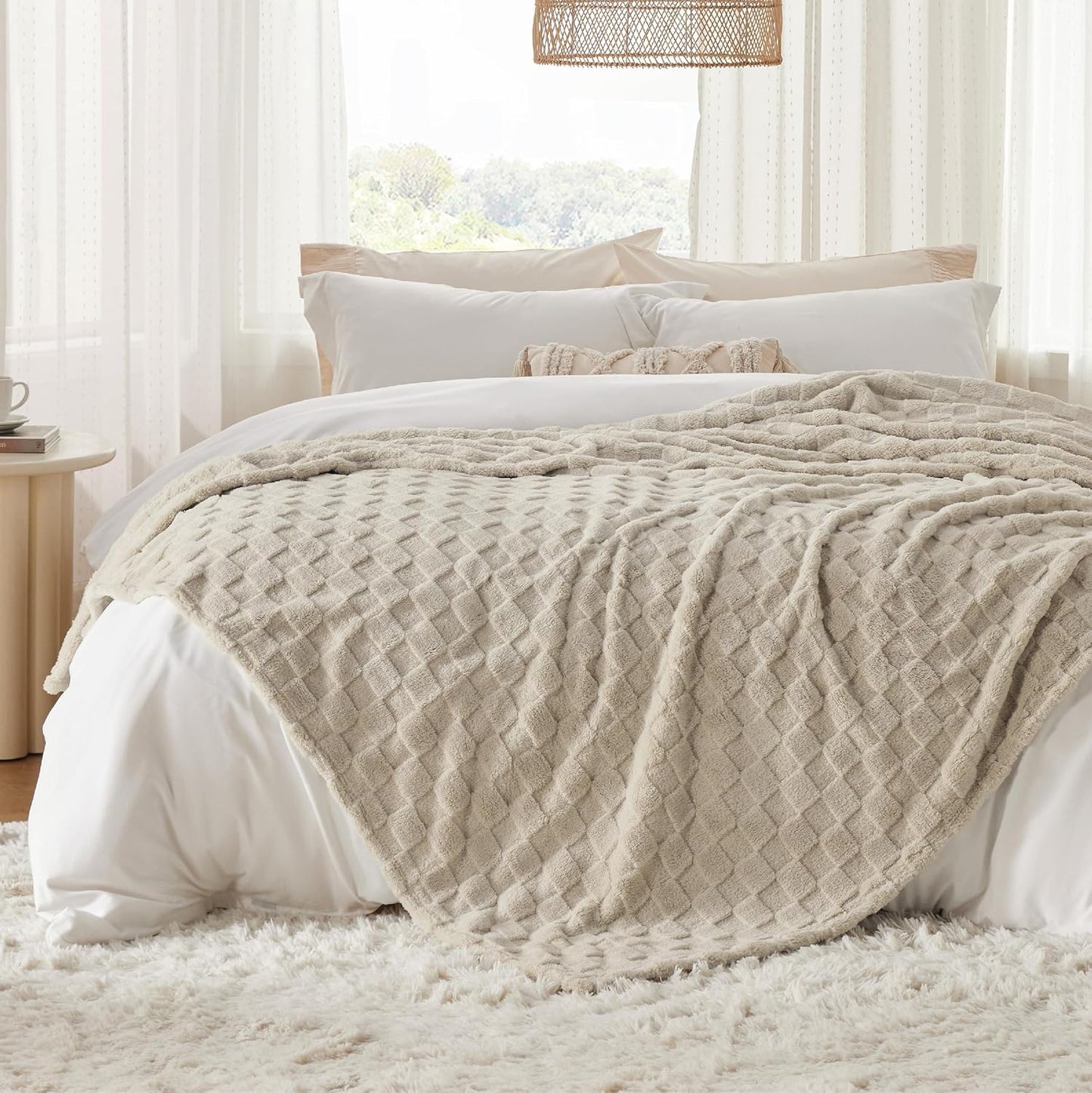 Bedsure GentleSoft King Size Blanket for Bed - Super Soft Cozy Blankets for Women Men Girls, Large Fuzzy Fleece Throw for Bedroom Decor, Light Brown,108x90 Inches